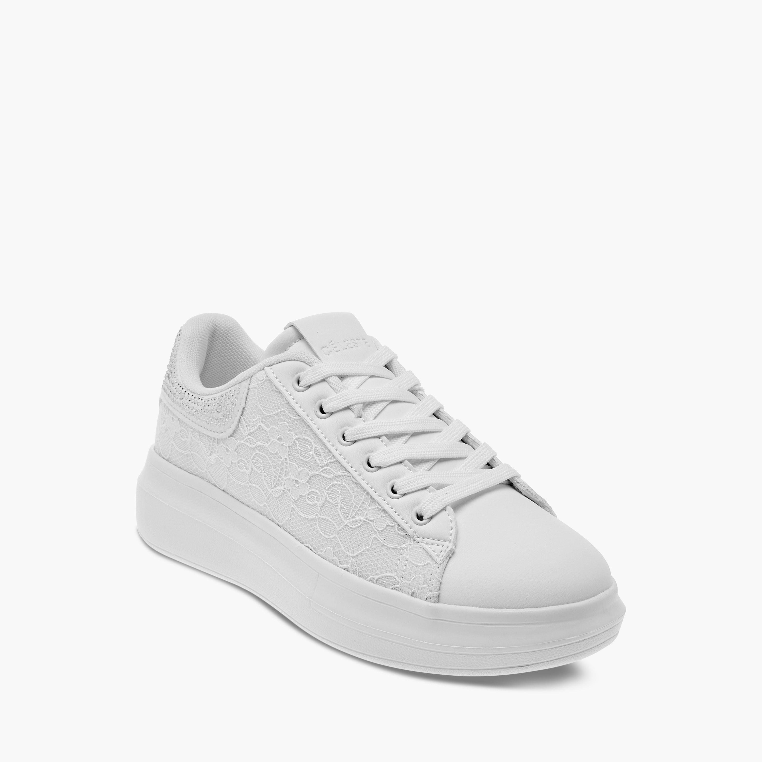 Celeste Women's Lace Textured Sneakers with Lace-Up Closure-women-shoes-sneakers-image-2