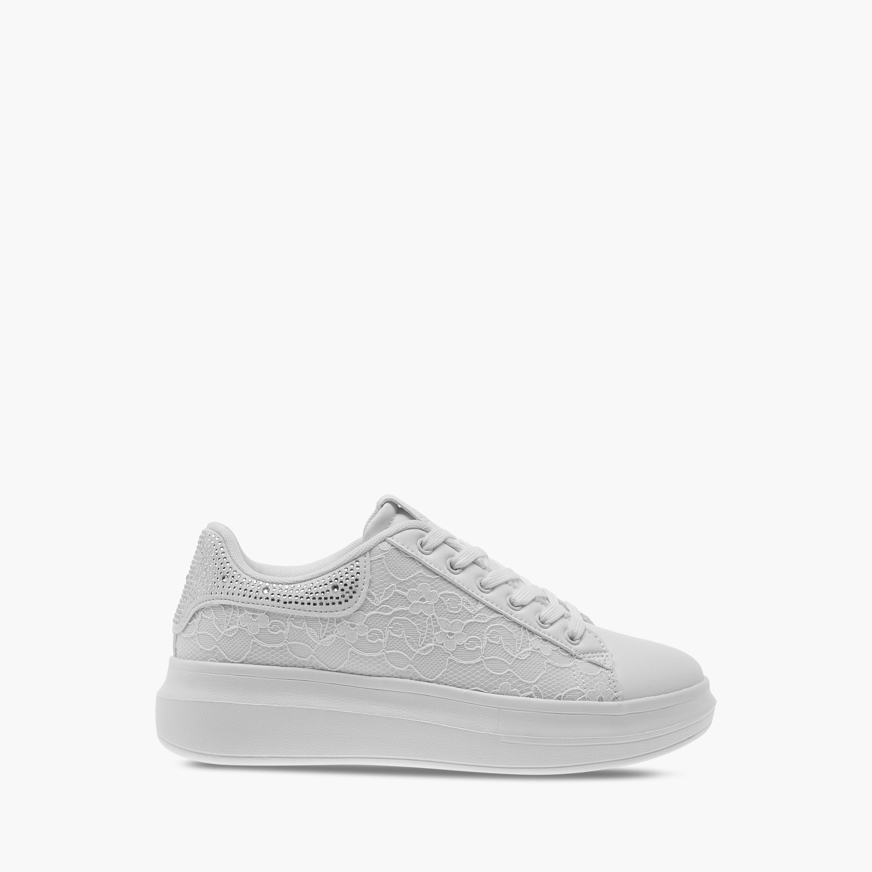 Celeste Women's Lace Textured Sneakers with Lace-Up Closure-women-shoes-sneakers-image-3