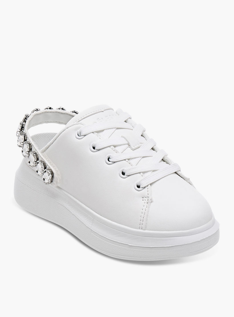 Celeste Girls' Embellished Sneakers with Lace-Up Detail-girls-shoes-sneakers-image-2