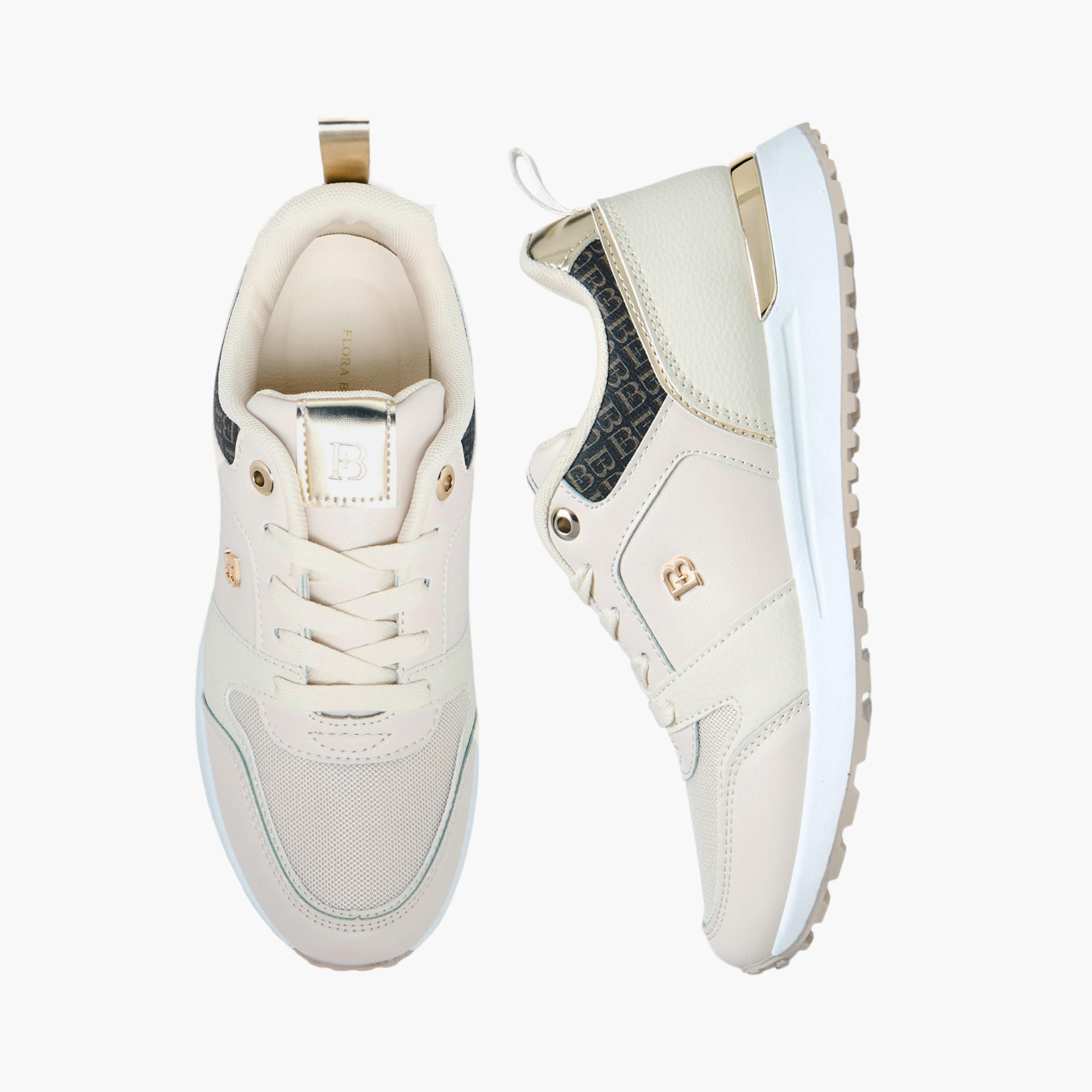 Flora Bella Monogram Print Lace-Up Sneakers with Pull Tab-women-shoes-sneakers-image-1
