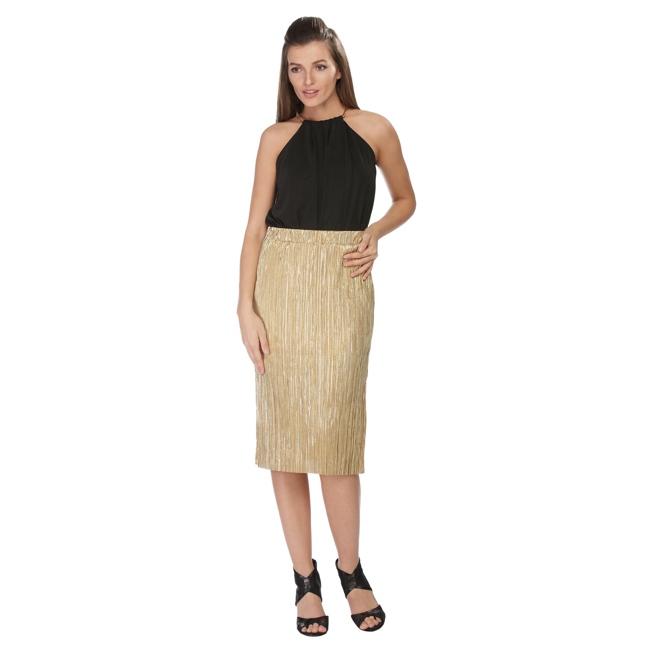 Elle Metallic Ribbed Pencil Skirt-women-clothing-bottoms-skirts-image-1
