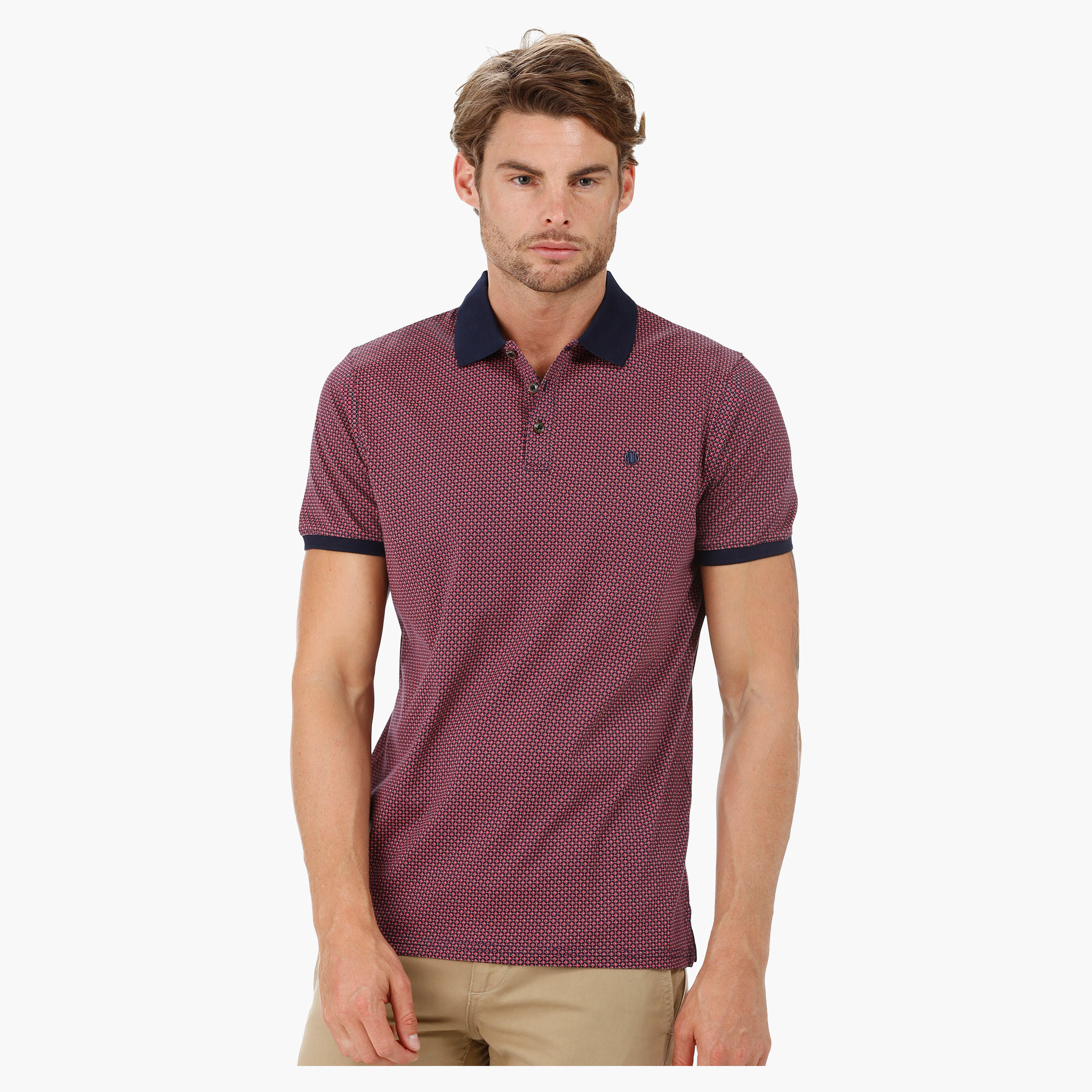 L'HOMME Printed Polo Neck T-shirt-men-clothing-tshirtsandpolos-polos-image-1