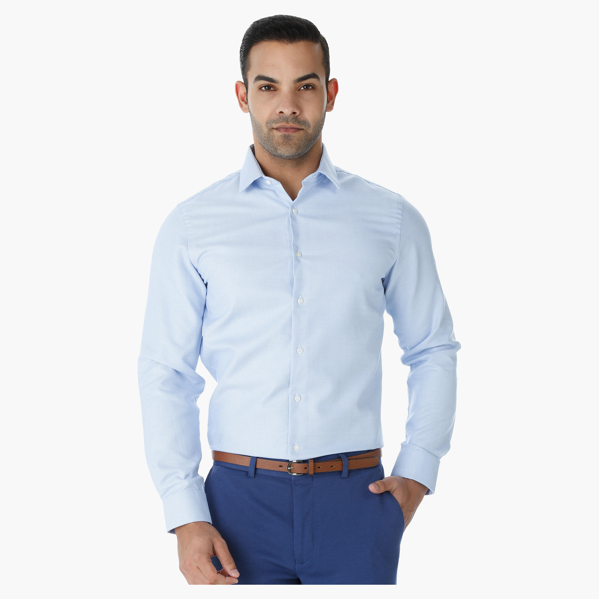 L'HOMME Cotton Formal Shirt with Long Sleeves-men-clothing-shirts-image-1