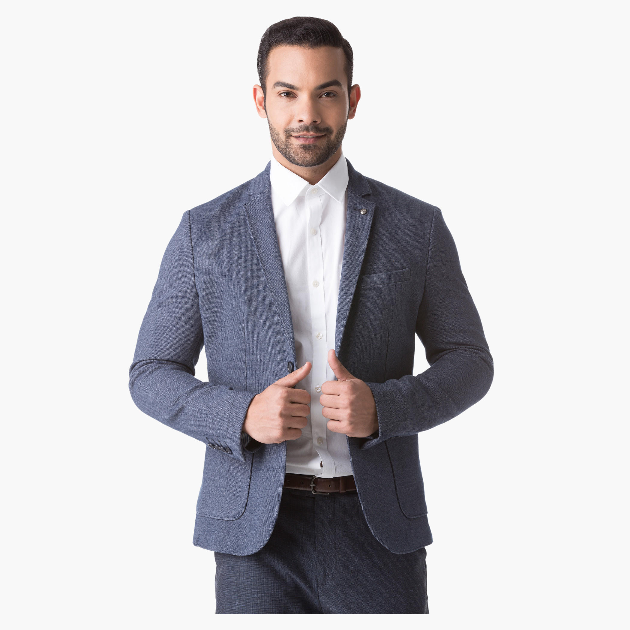 L'Homme Cotton Blazer with Notch Lapel and Long Sleeves in Regular Fit-men-winterwear-jacketsandblazers-image-1
