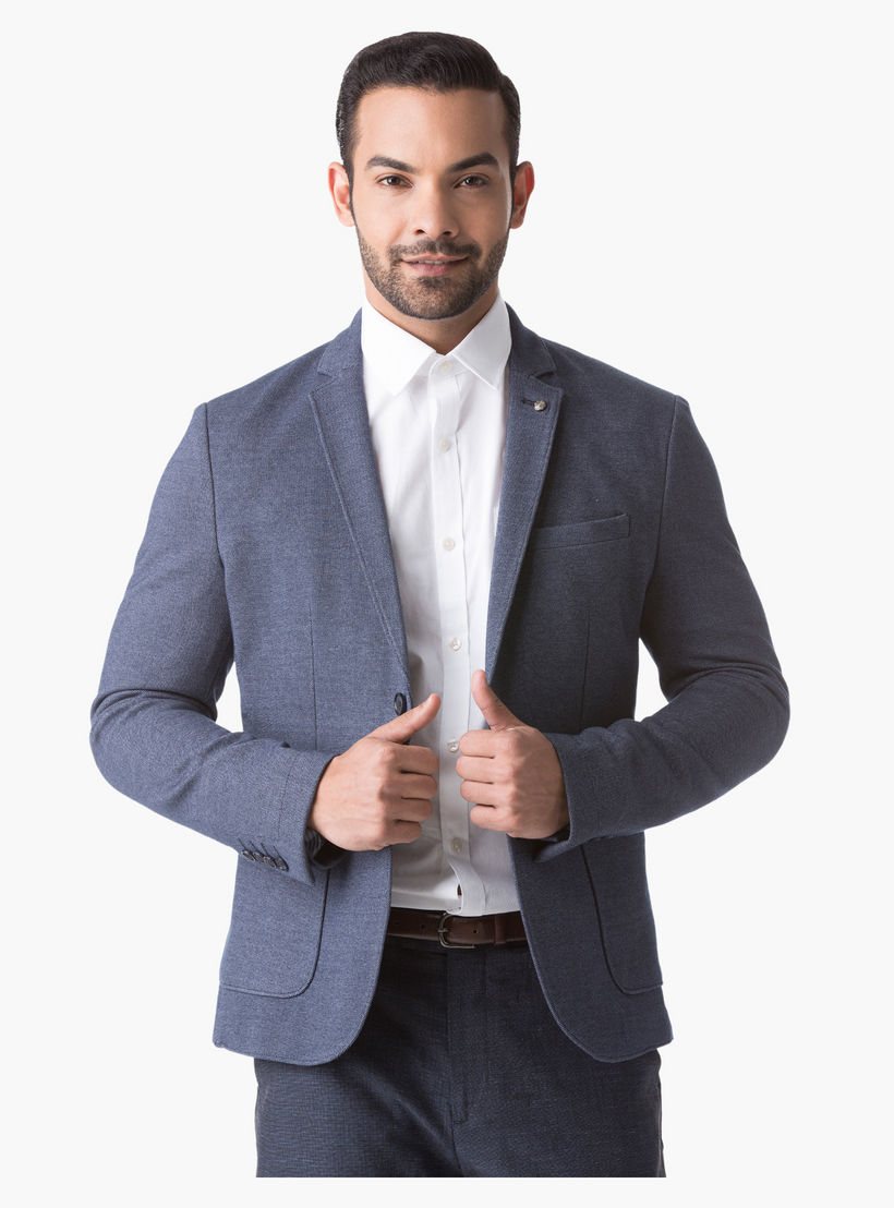 L'Homme Cotton Blazer with Notch Lapel and Long Sleeves in Regular Fit-men-winterwear-jacketsandblazers-image-1