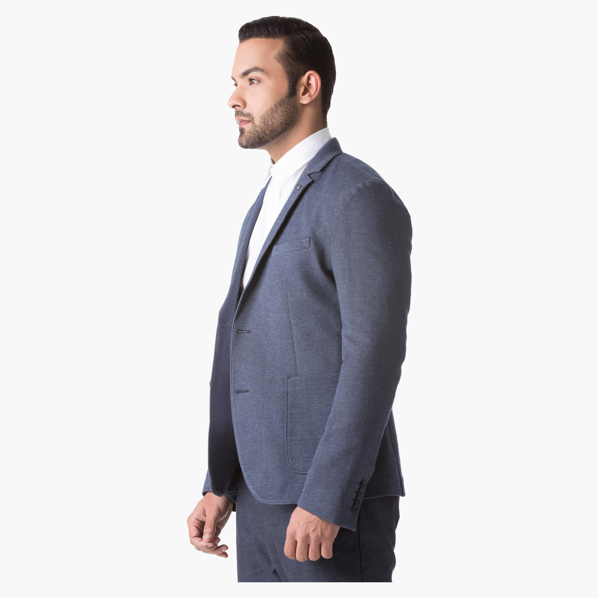 L'Homme Cotton Blazer with Notch Lapel and Long Sleeves in Regular Fit-men-winterwear-jacketsandblazers-image-3