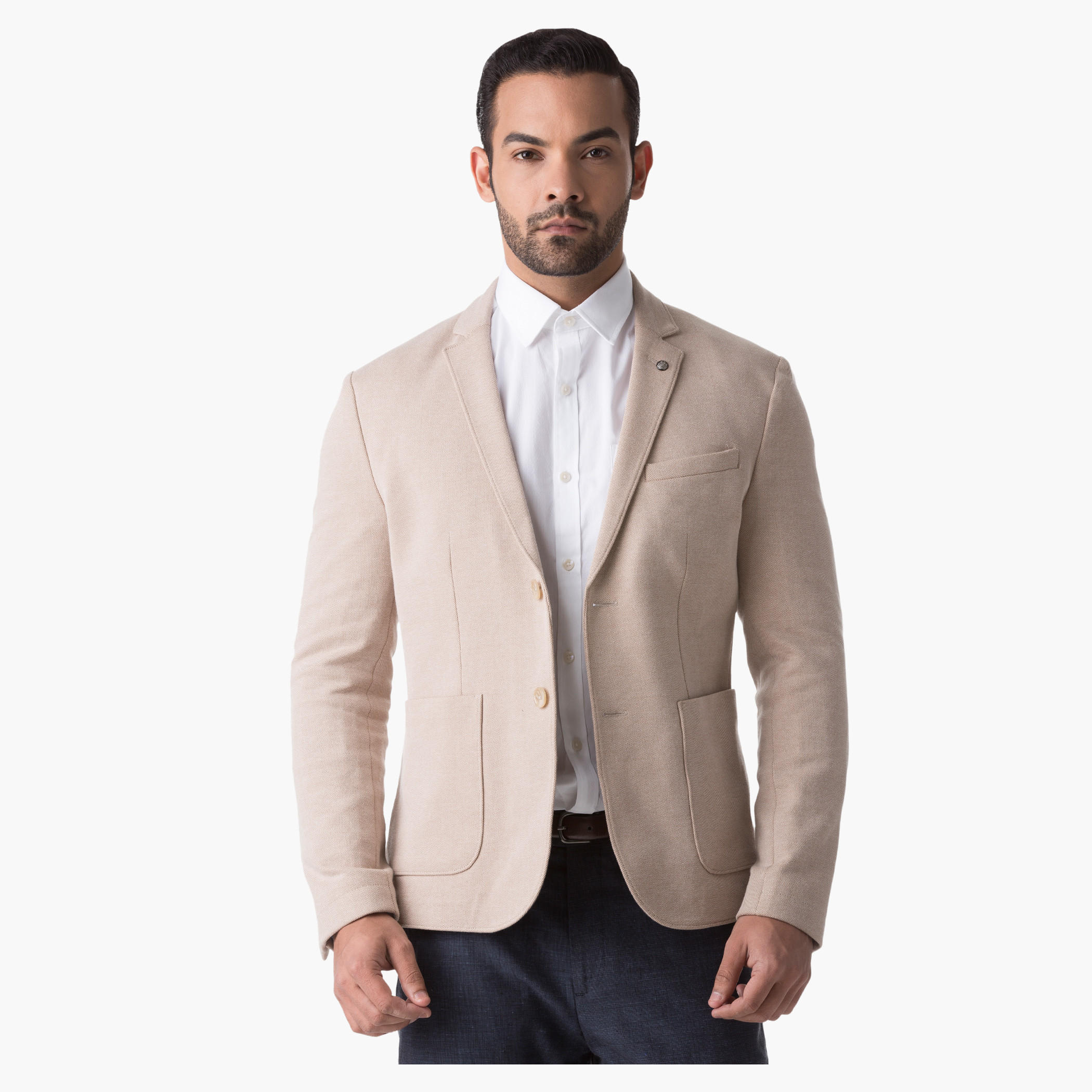 L'Homme Cotton Blazer with Notch Lapel and Long Sleeves in Regular Fit-men-winterwear-jacketsandblazers-image-6