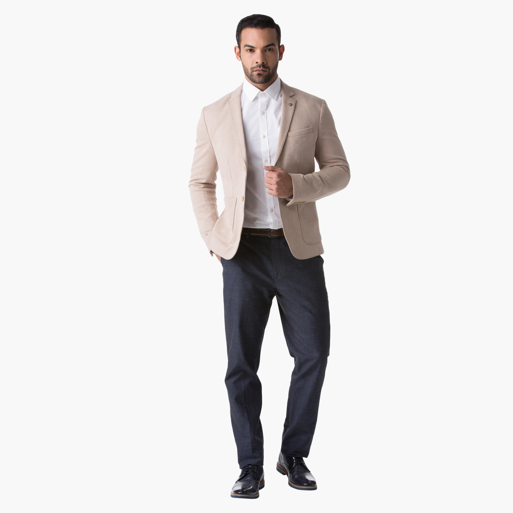L'Homme Cotton Blazer with Notch Lapel and Long Sleeves in Regular Fit-men-winterwear-jacketsandblazers-image-10