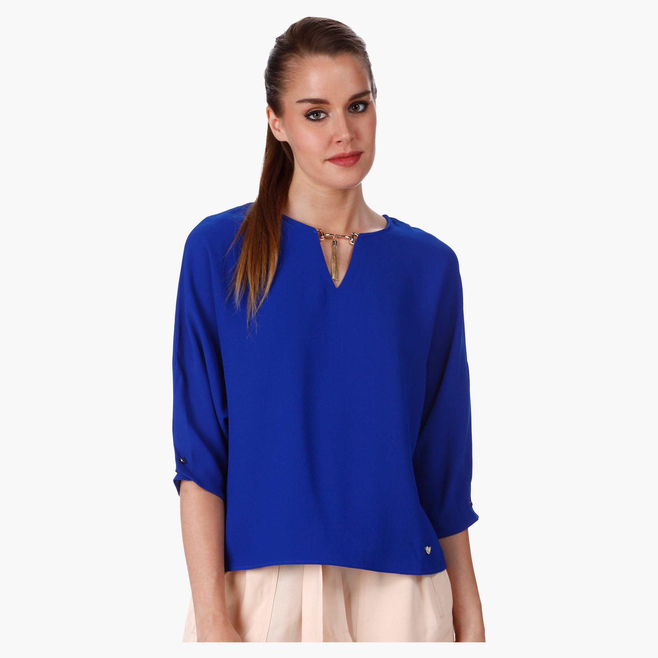 Elle Crop Top with 3/4th Sleeves and Chain Embellishment-women-clothing-shirtsandblouses-blouses-image-1