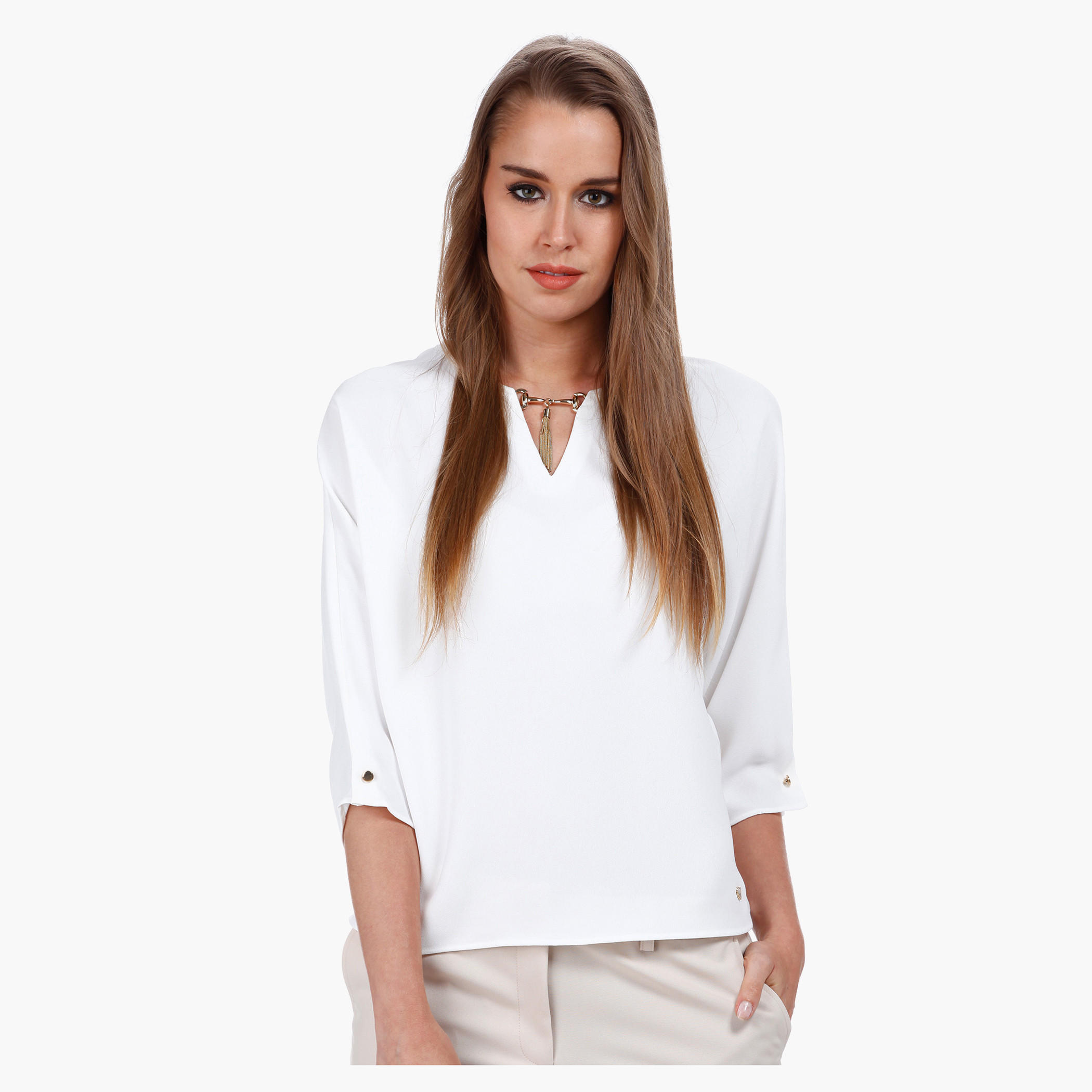 Elle Crop Top with 3/4th Sleeves and Chain Embellishment-women-clothing-shirtsandblouses-blouses-image-6