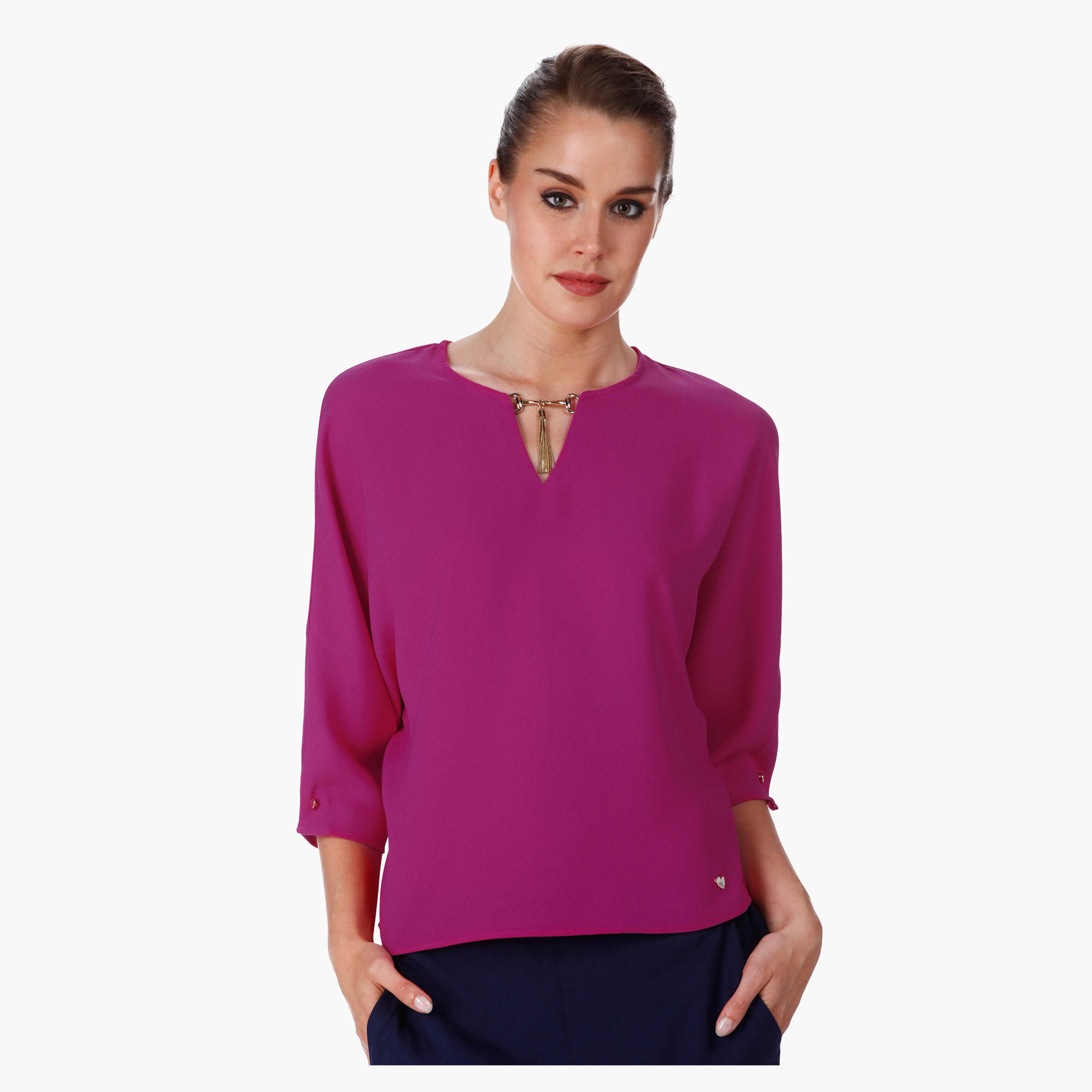 Elle Crop Top with 3/4th Sleeves and Chain Embellishment-women-clothing-shirtsandblouses-blouses-image-11