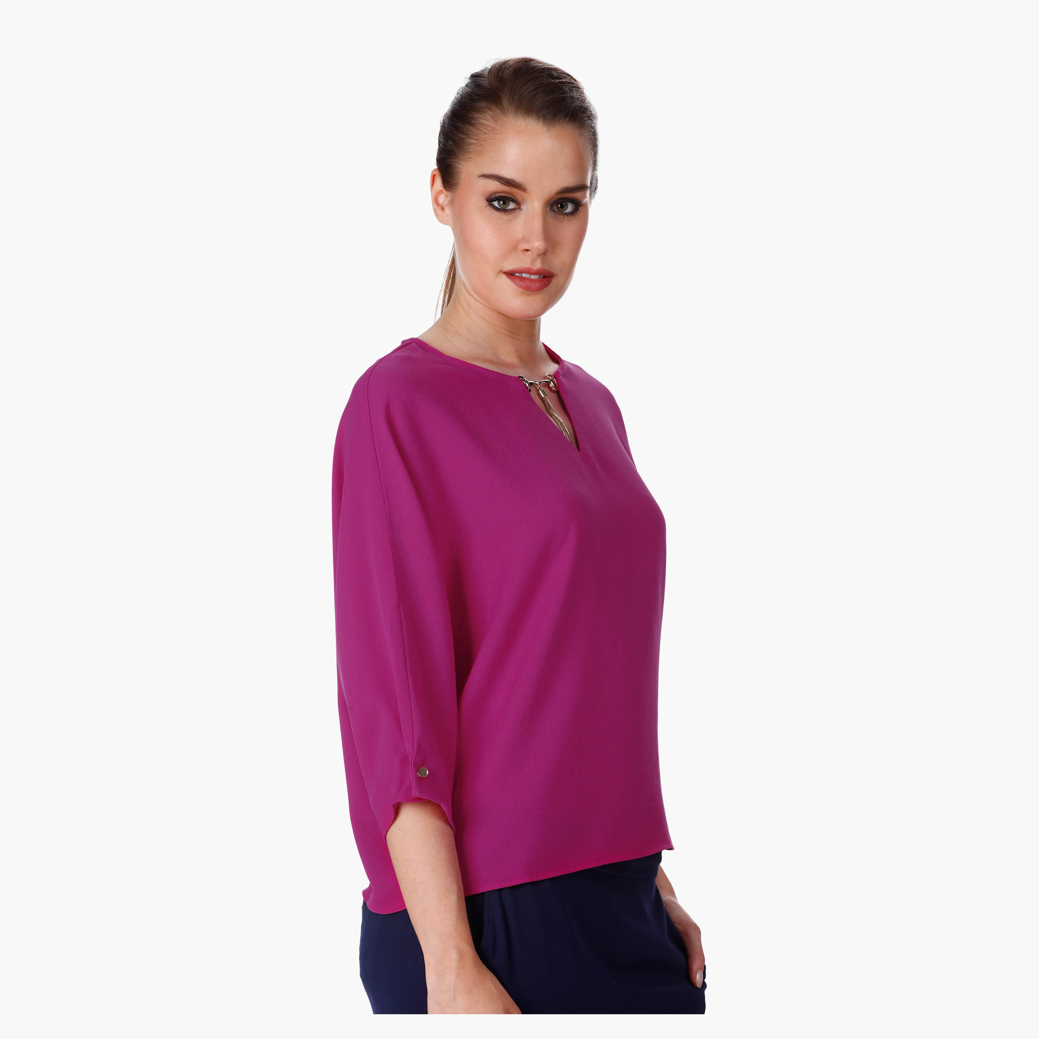Elle Crop Top with 3/4th Sleeves and Chain Embellishment-women-clothing-shirtsandblouses-blouses-image-13
