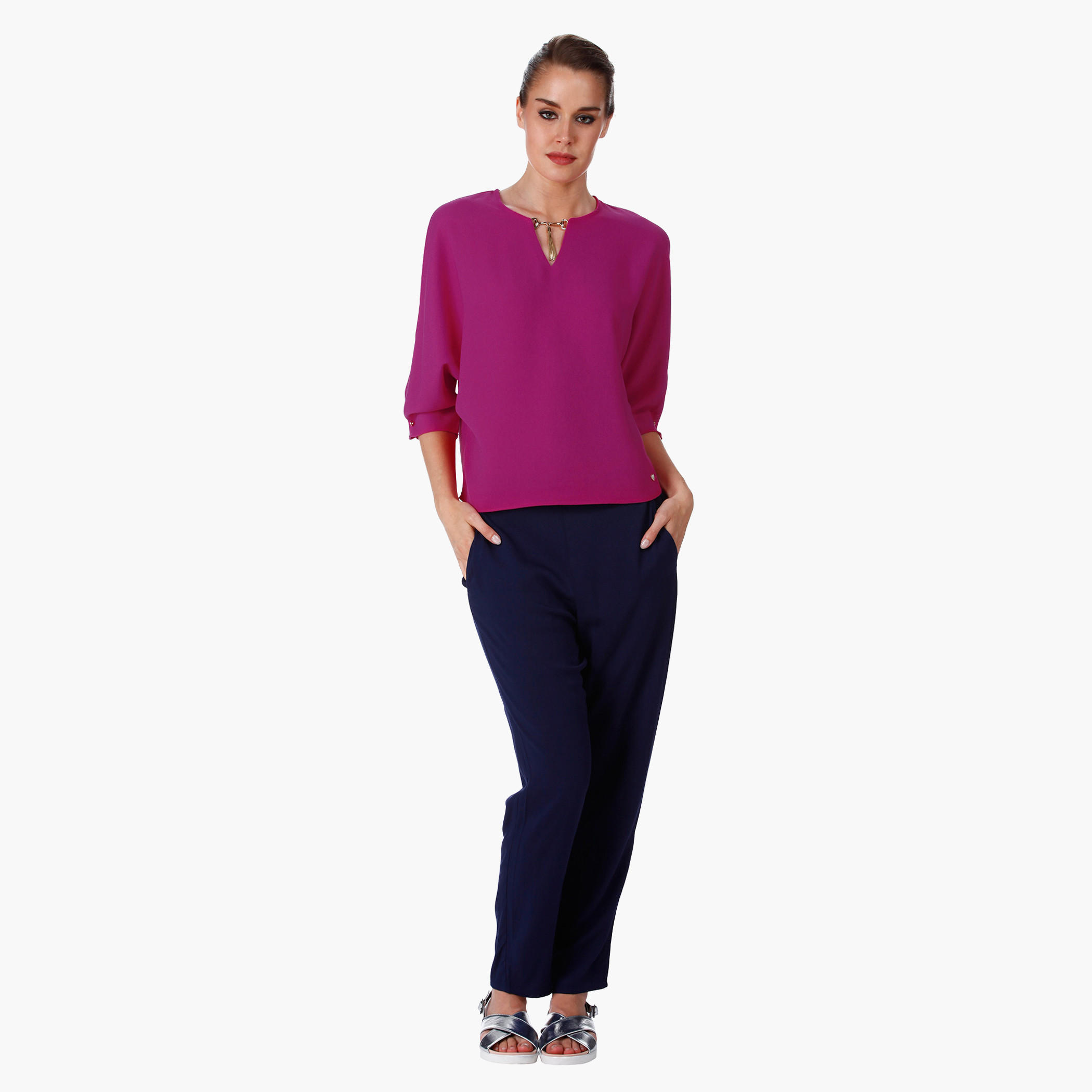 Elle Crop Top with 3/4th Sleeves and Chain Embellishment-women-clothing-shirtsandblouses-blouses-image-15