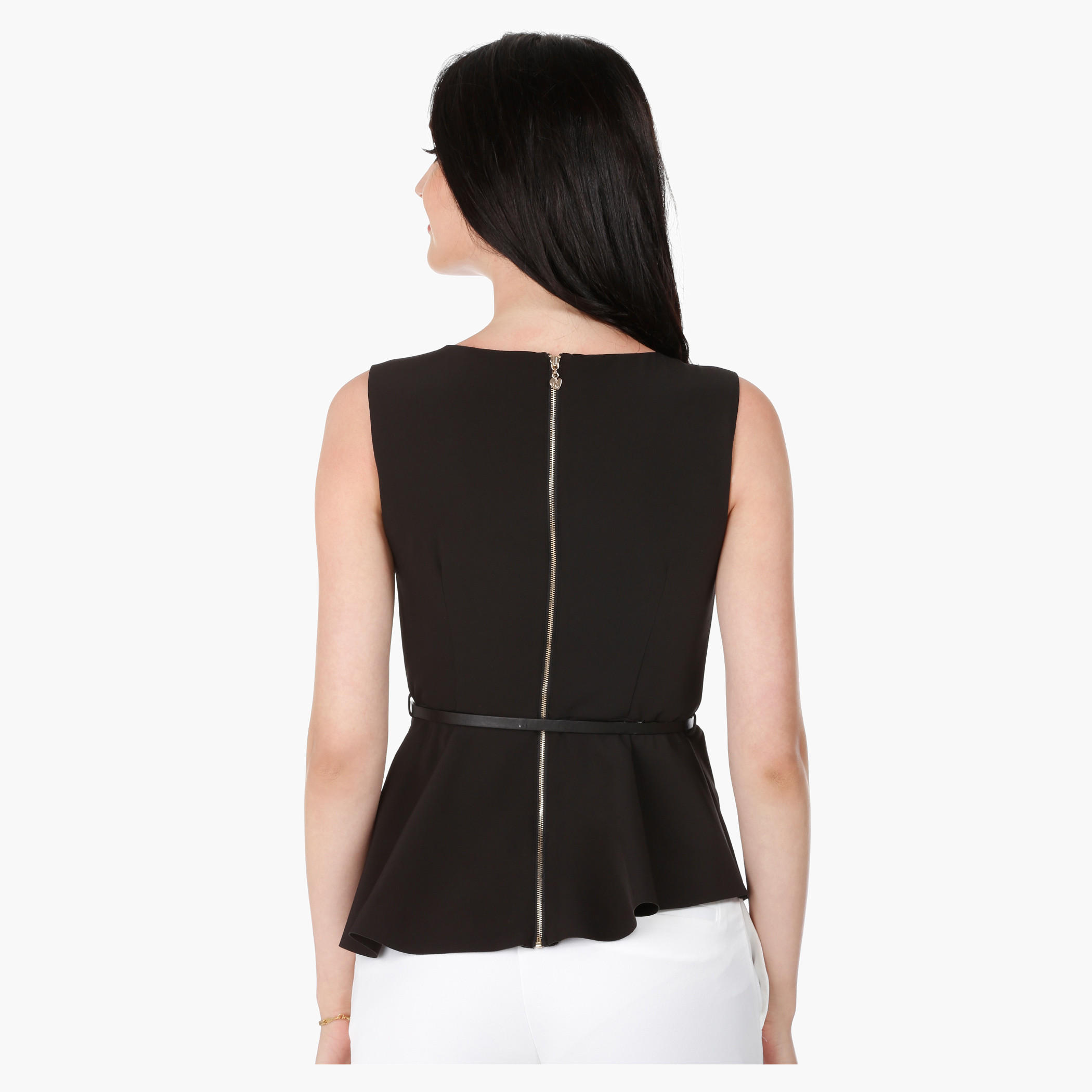 Elle Sleeveless Peplum Top with Boat Neck in Regular Fit-women-clothing-shirtsandblouses-blouses-image-2