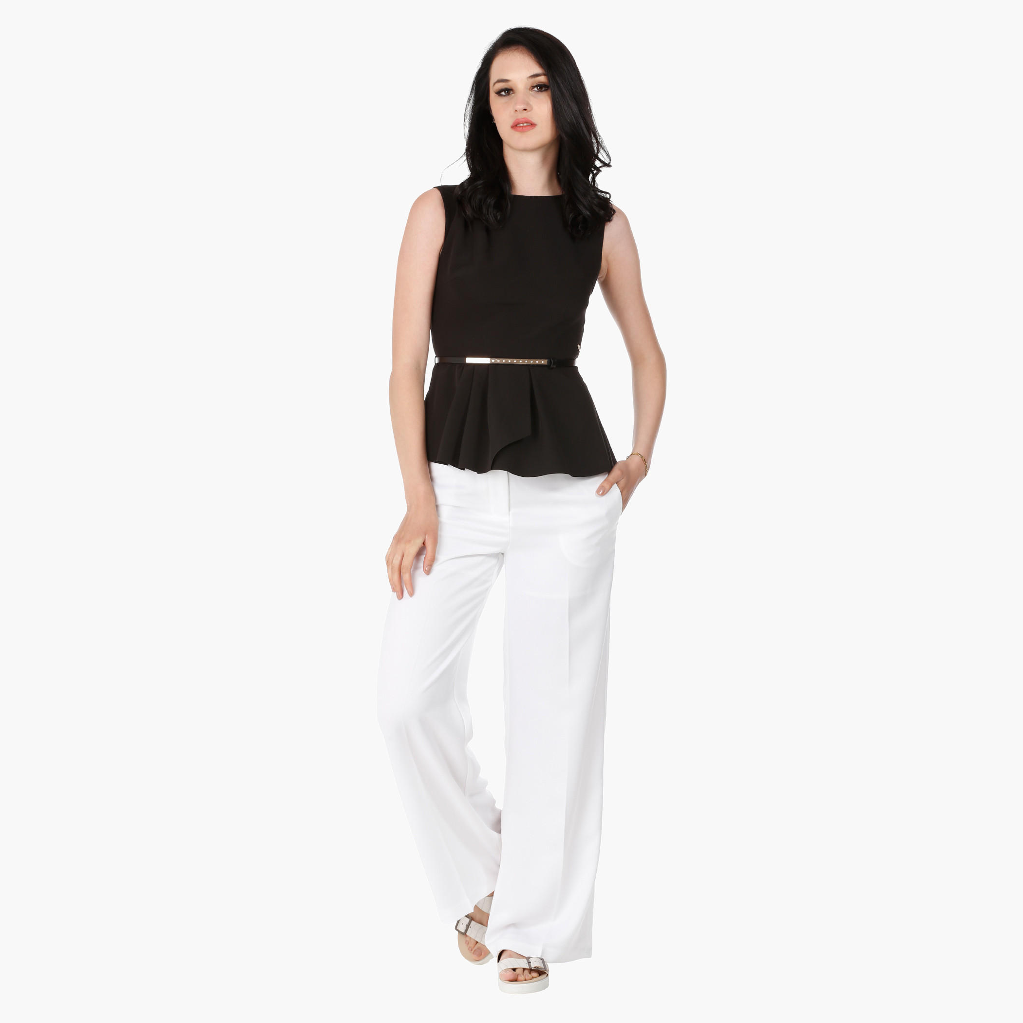 Elle Sleeveless Peplum Top with Boat Neck in Regular Fit-women-clothing-shirtsandblouses-blouses-image-5
