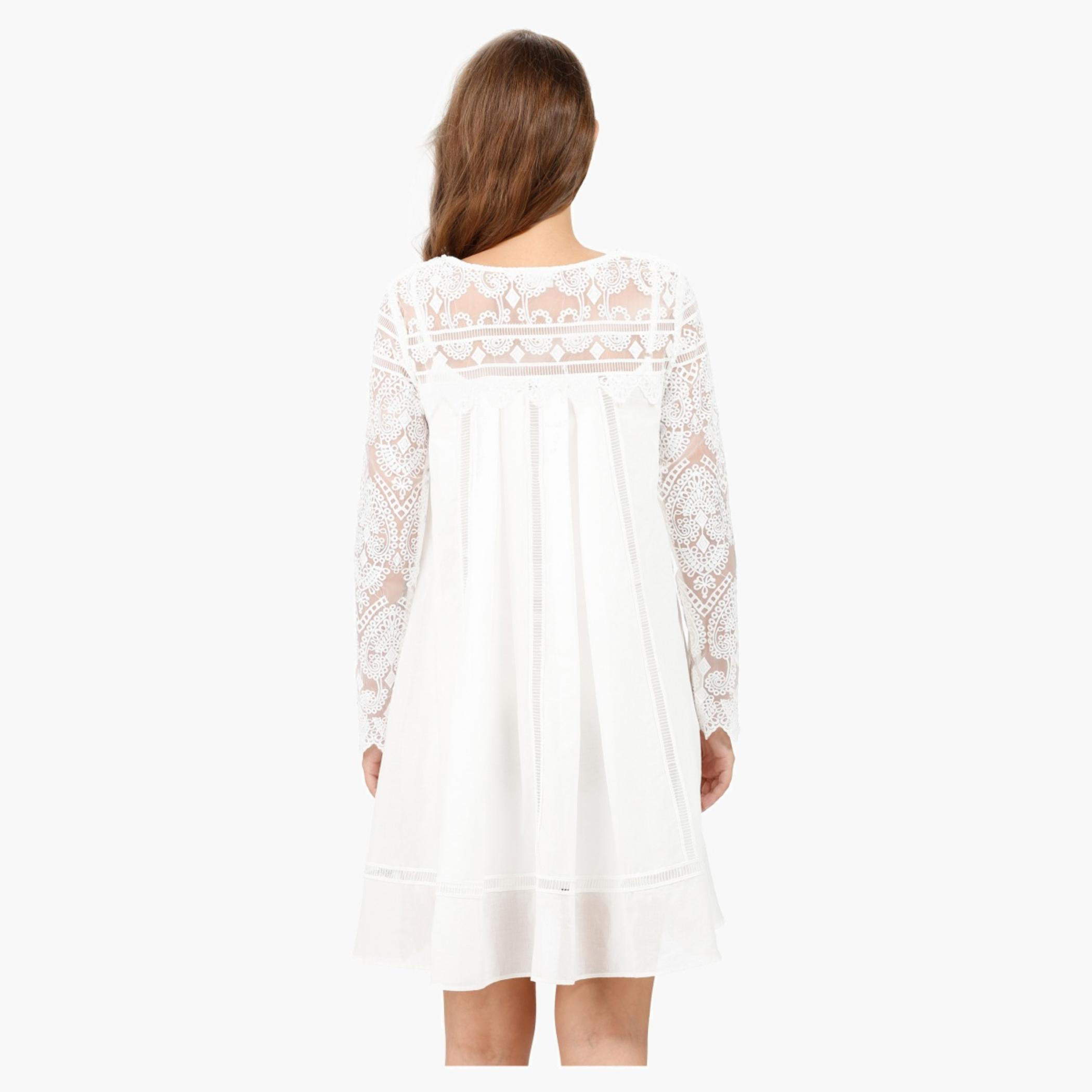 Elle Embroidered Tunic Dress with Boat Neck and Long Sleeves-women-clothing-dresses-image-2