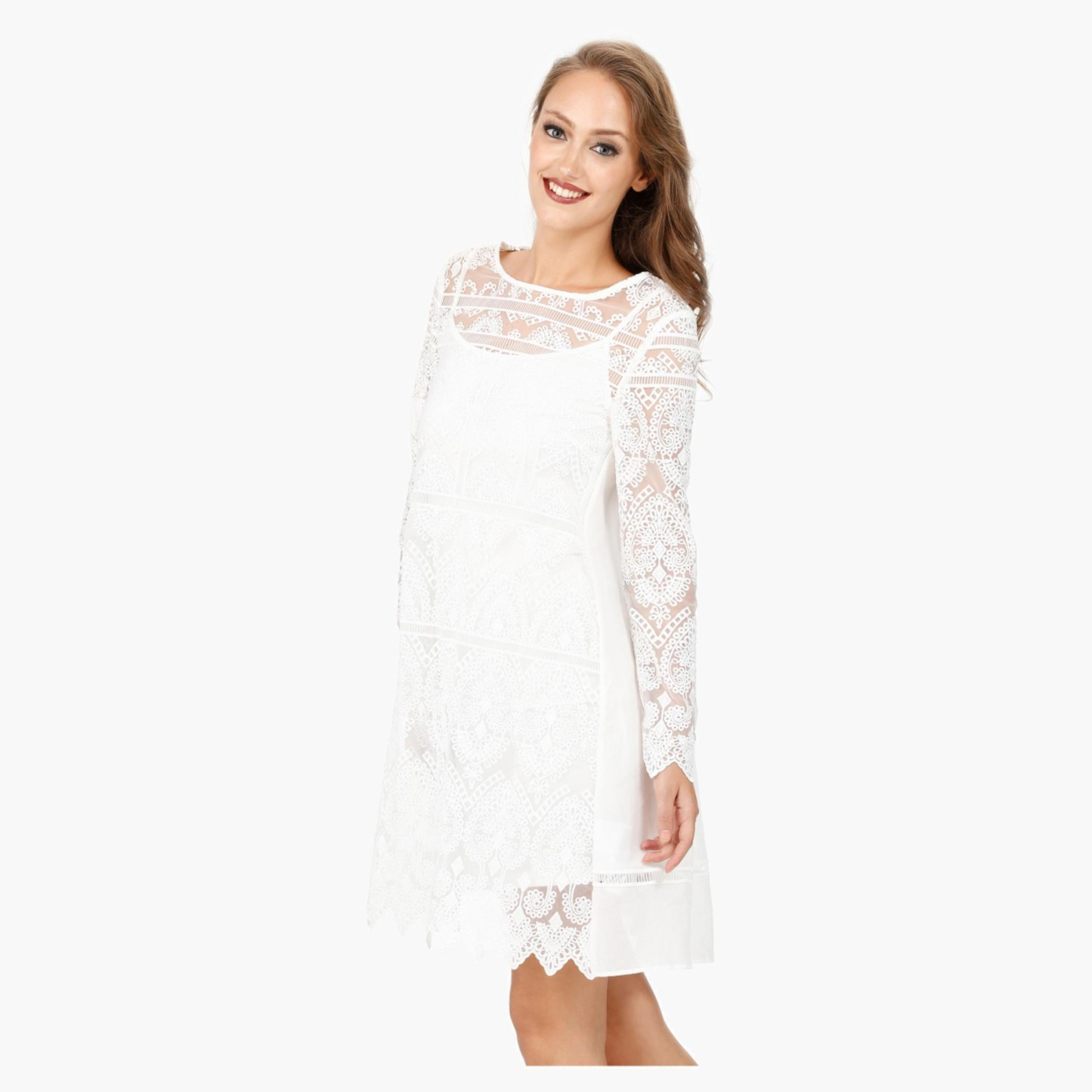 Elle Embroidered Tunic Dress with Boat Neck and Long Sleeves-women-clothing-dresses-image-3