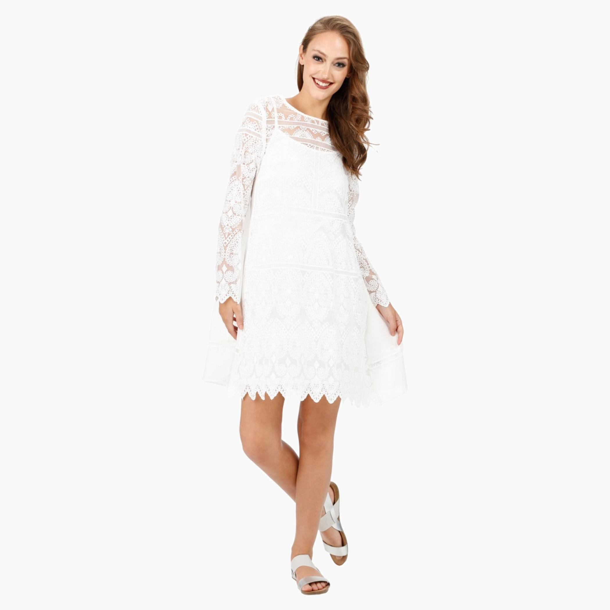 Elle Embroidered Tunic Dress with Boat Neck and Long Sleeves-women-clothing-dresses-image-5