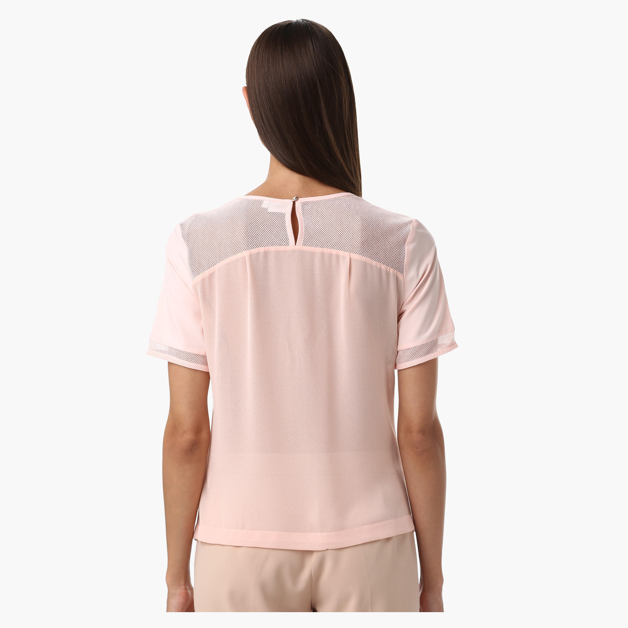 Elle Round Neck Shell Top with Cord Embroidery and Short Sleeve-women-clothing-shirtsandblouses-blouses-image-2