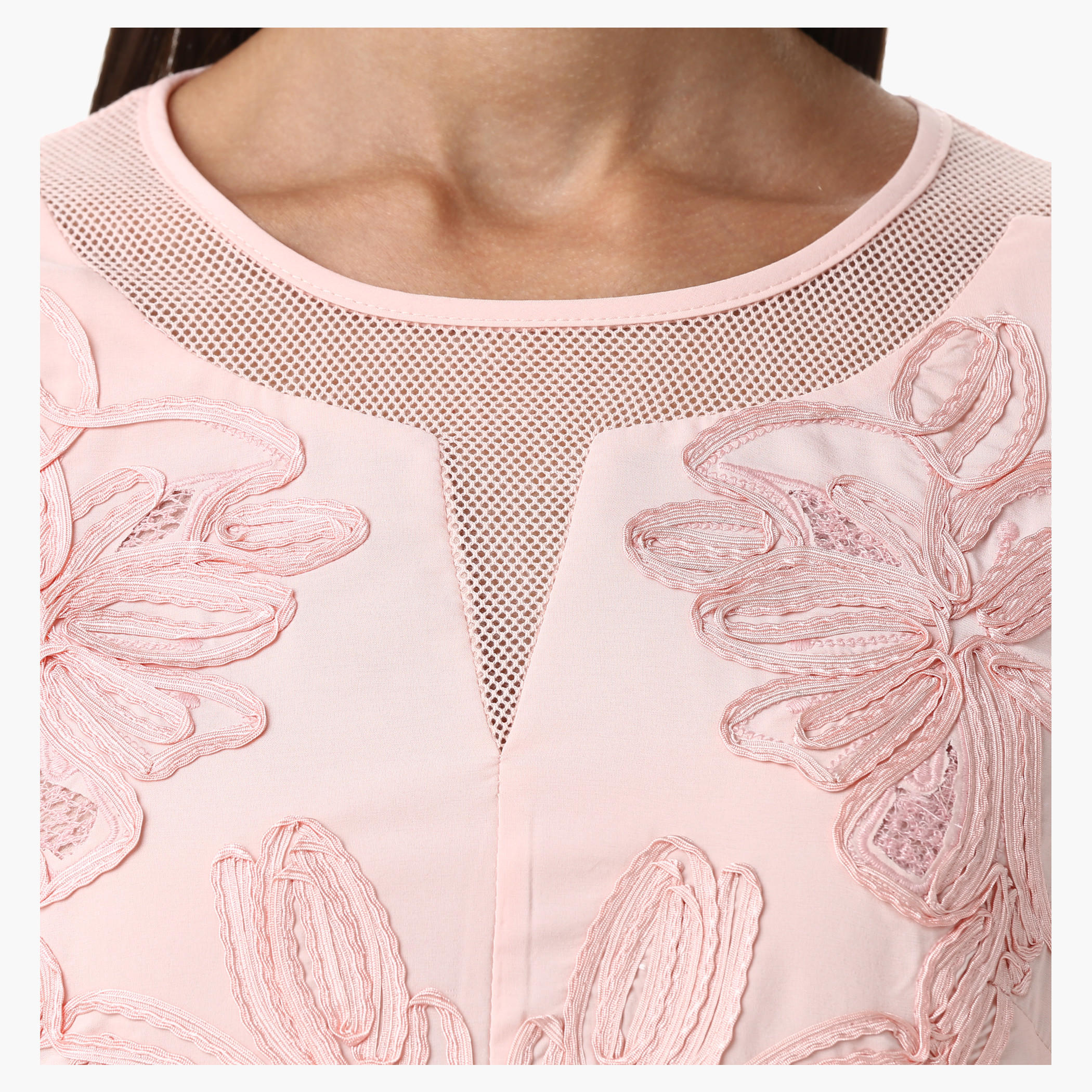 Elle Round Neck Shell Top with Cord Embroidery and Short Sleeve-women-clothing-shirtsandblouses-blouses-image-4