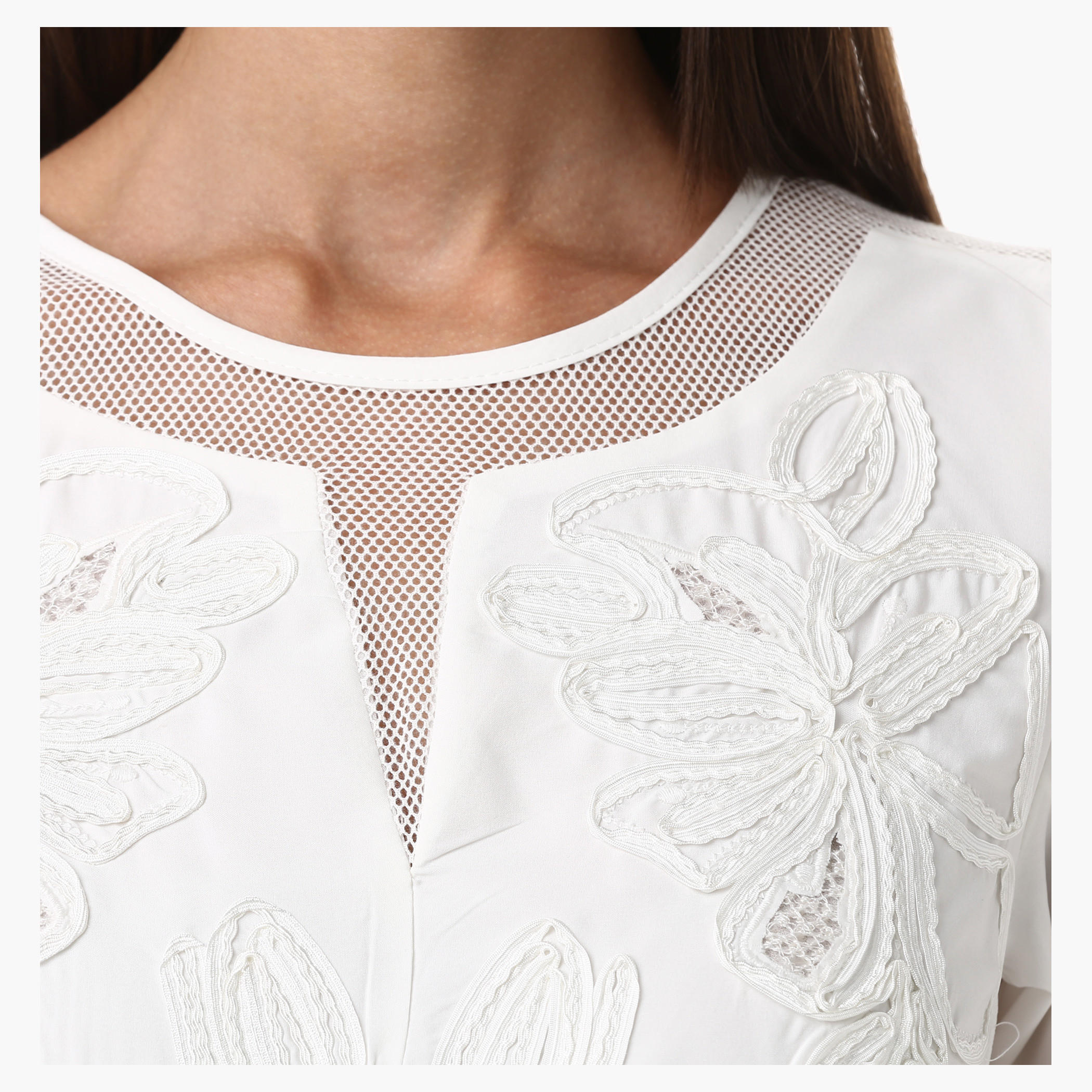 Elle Round Neck Shell Top with Cord Embroidery and Short Sleeve-women-clothing-shirtsandblouses-blouses-image-9