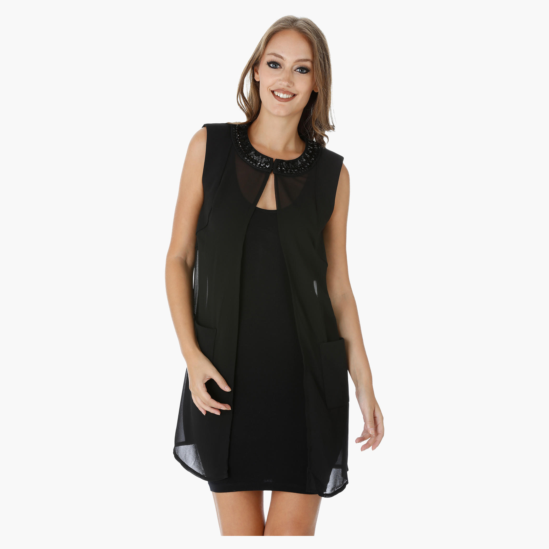 Elle Sleeveless Top with Embellished Round Neck-women-clothing-shirtsandblouses-blouses-image-1
