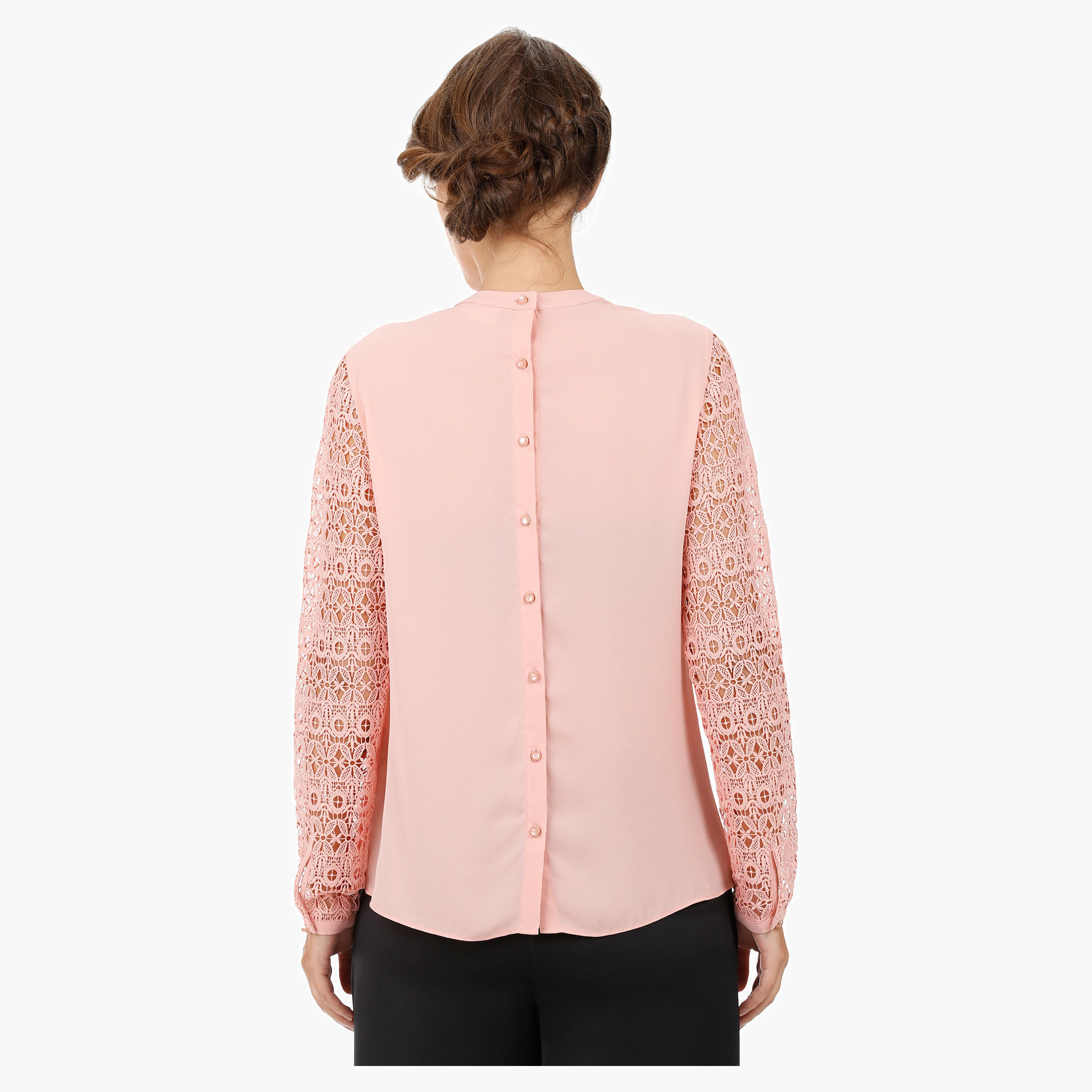 Elle High Neck Blouse with Lace Sleeves-women-clothing-shirtsandblouses-blouses-image-2