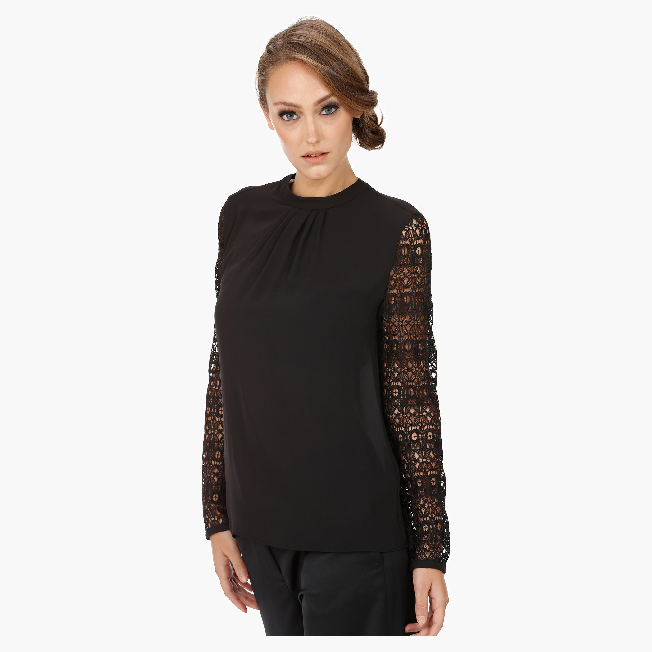 Elle High Neck Blouse with Lace Sleeves-women-clothing-shirtsandblouses-blouses-image-8