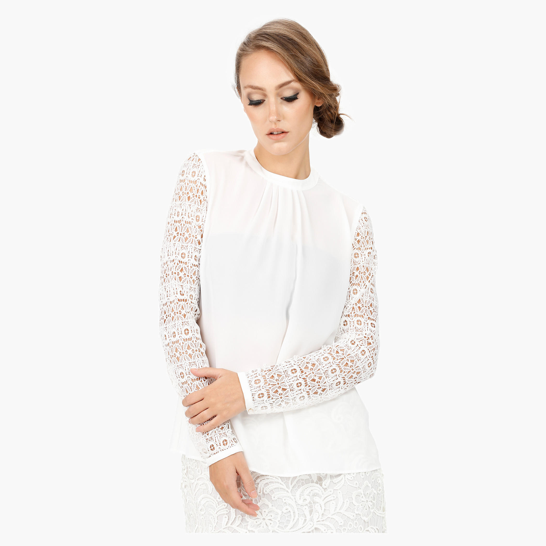 Elle High Neck Blouse with Lace Sleeves-women-clothing-shirtsandblouses-blouses-image-11