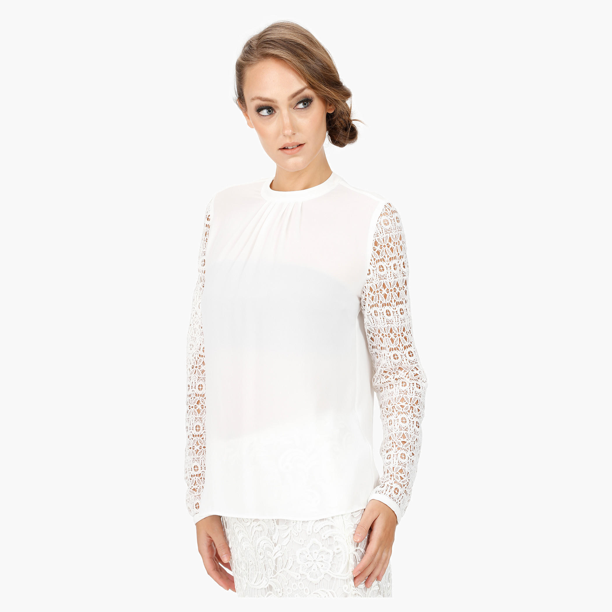 Elle High Neck Blouse with Lace Sleeves-women-clothing-shirtsandblouses-blouses-image-13