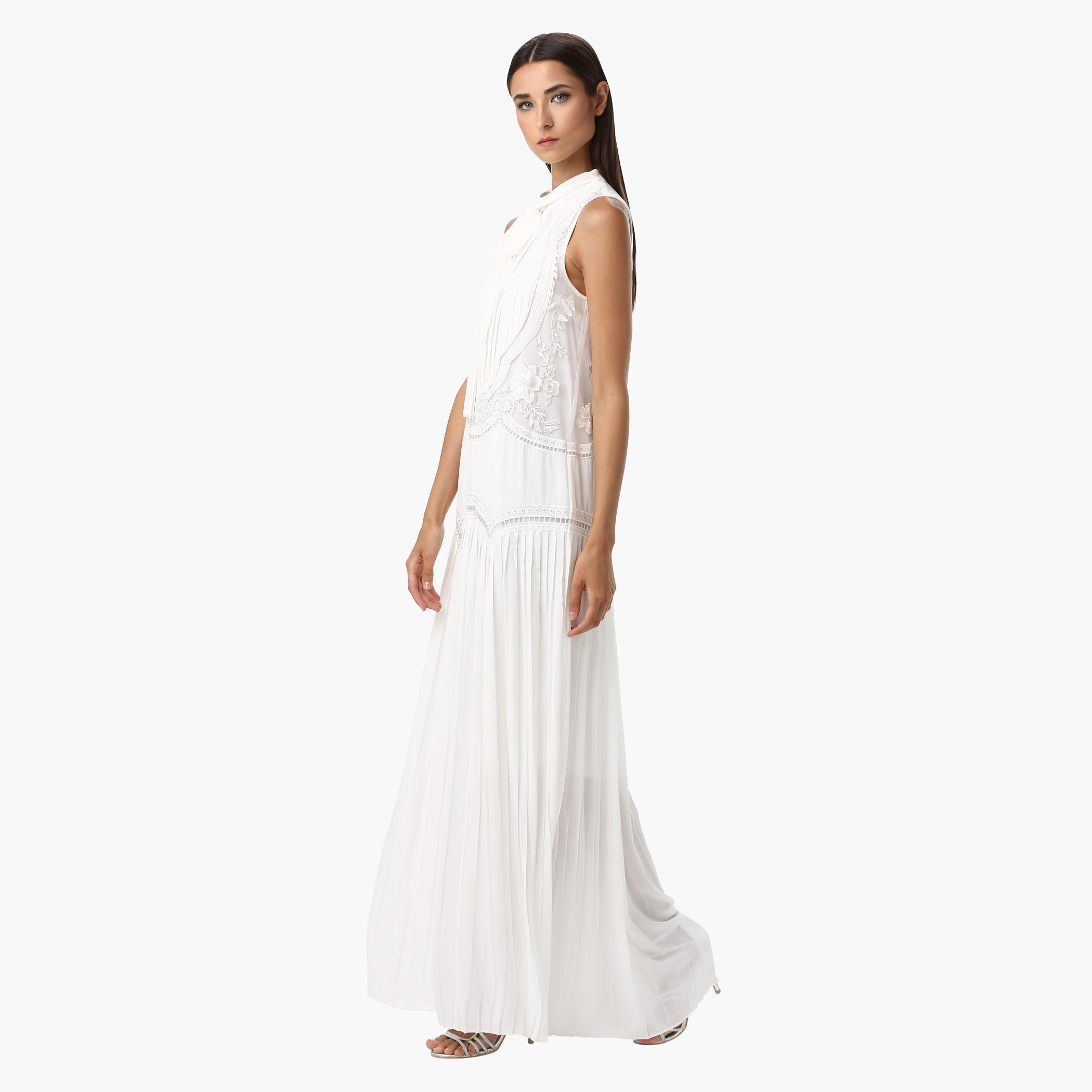 Elle Sleeveless Lace Maxi dress with Turtle Neck and Embroidery-women-clothing-dresses-image-3
