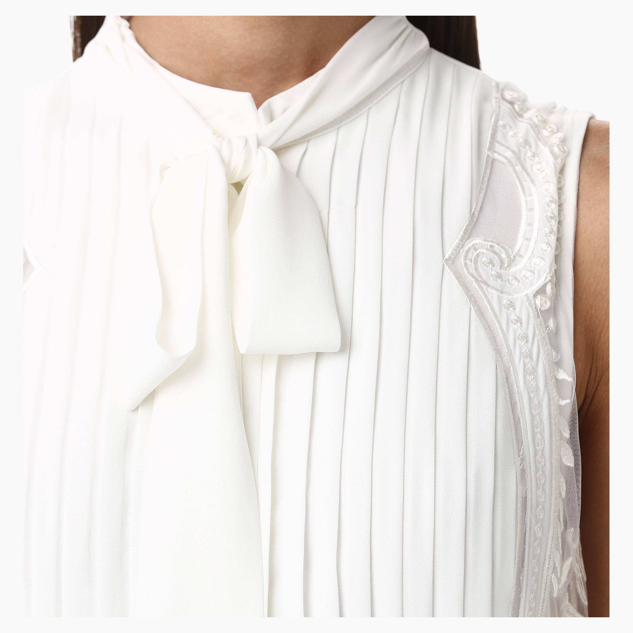 Elle Sleeveless Lace Maxi dress with Turtle Neck and Embroidery-women-clothing-dresses-image-4