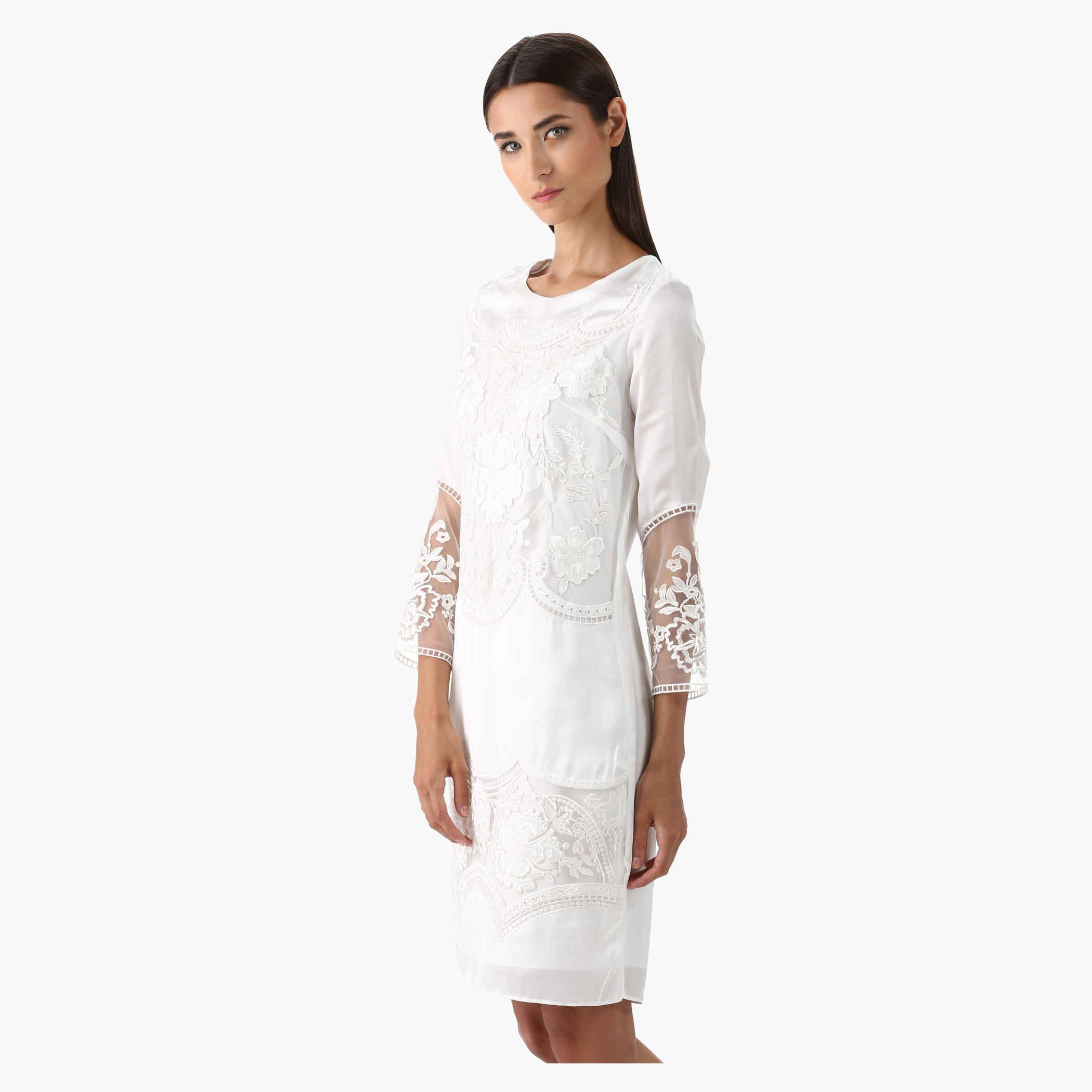 Elle Embroidered Tunic Dress with Long Sleeves and Boat Neck-women-clothing-dresses-image-3