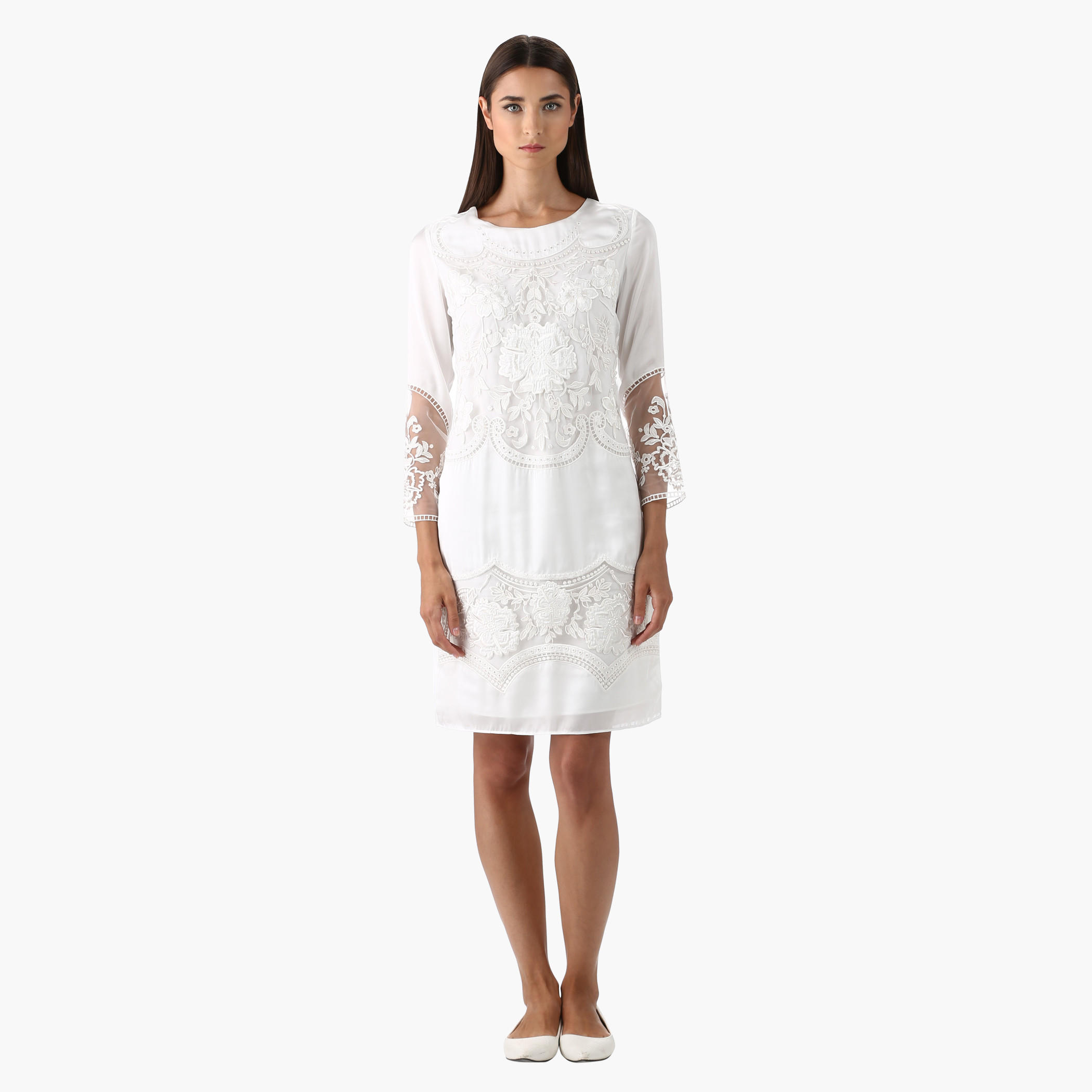 Elle Embroidered Tunic Dress with Long Sleeves and Boat Neck-women-clothing-dresses-image-5