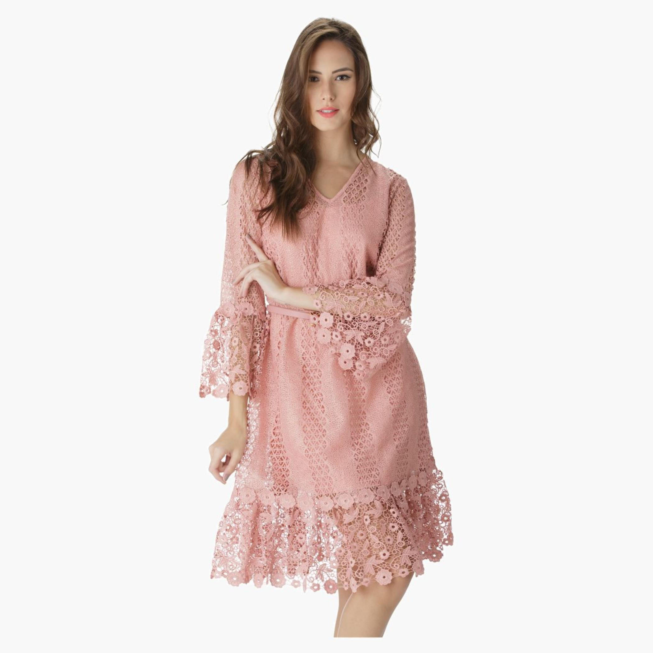 Solid Colour Crochet Dress-women-clothing-dresses-image-1