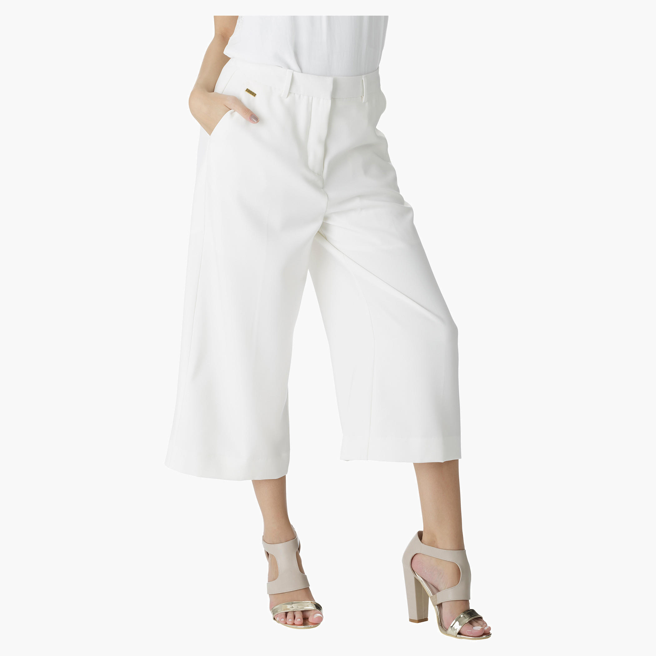 Elle Solid Colour Culottes-women-clothing-bottoms-trousers-image-1