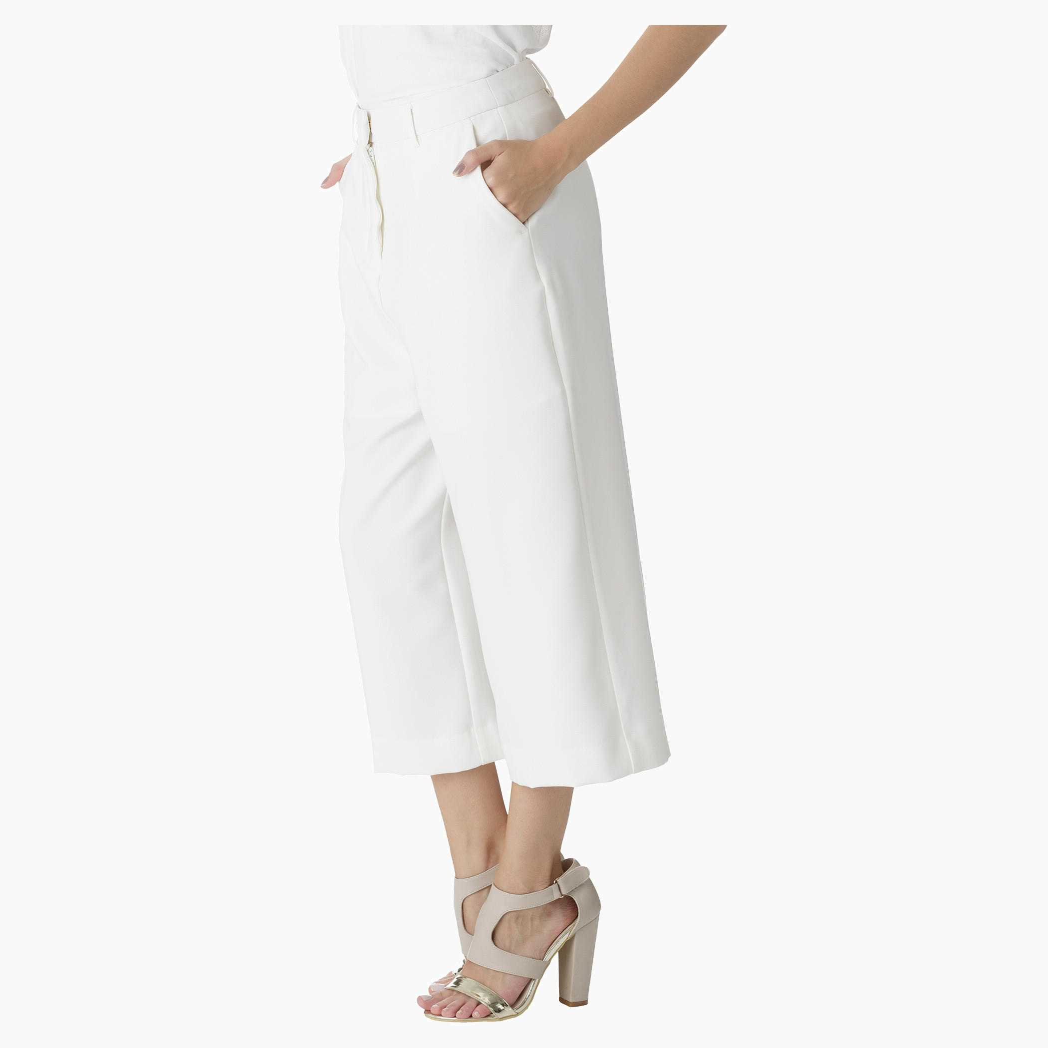 Elle Solid Colour Culottes-women-clothing-bottoms-trousers-image-3