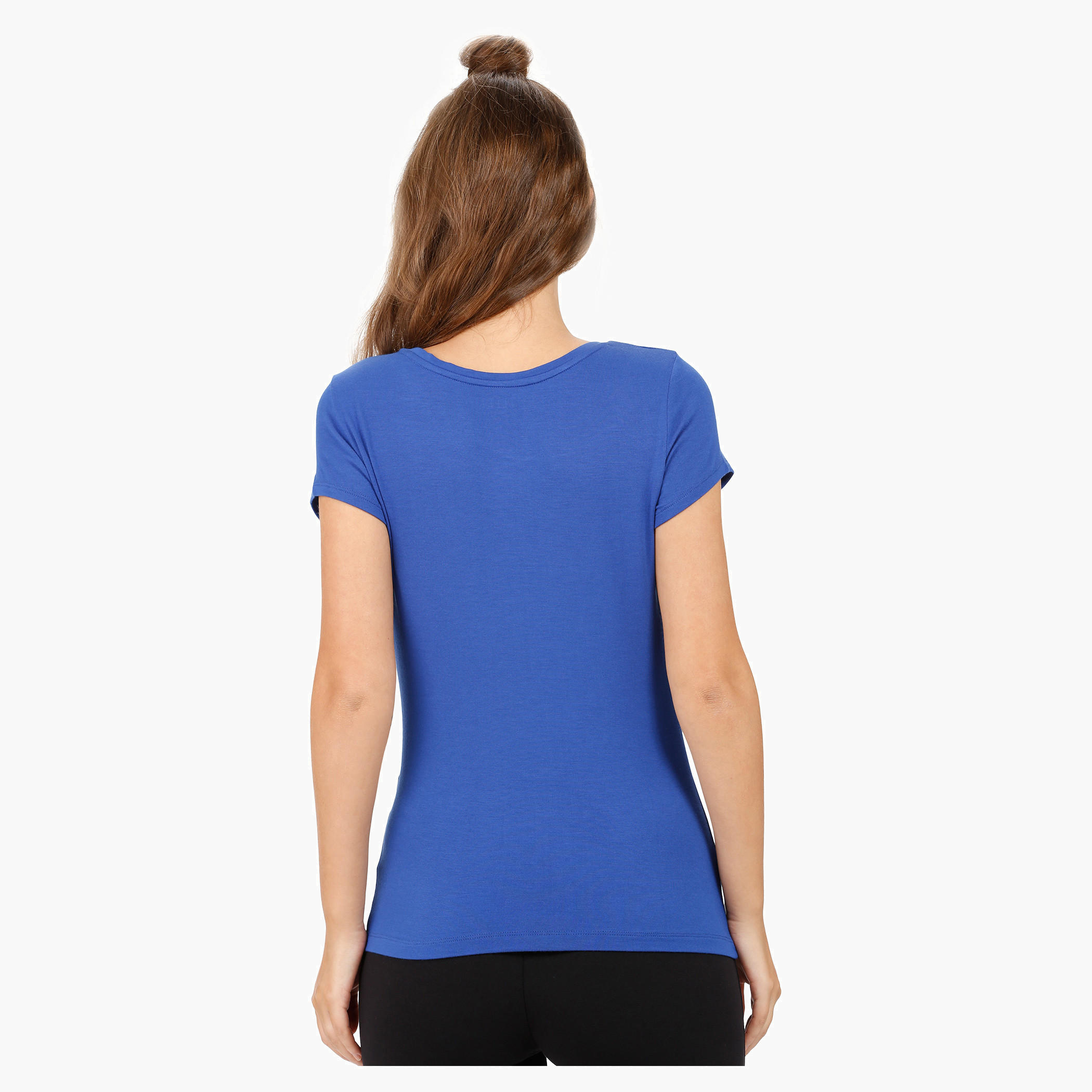 Elle Basic Round Neck T-Shirt with Cap Sleeves-women-clothing-tshirts-image-2
