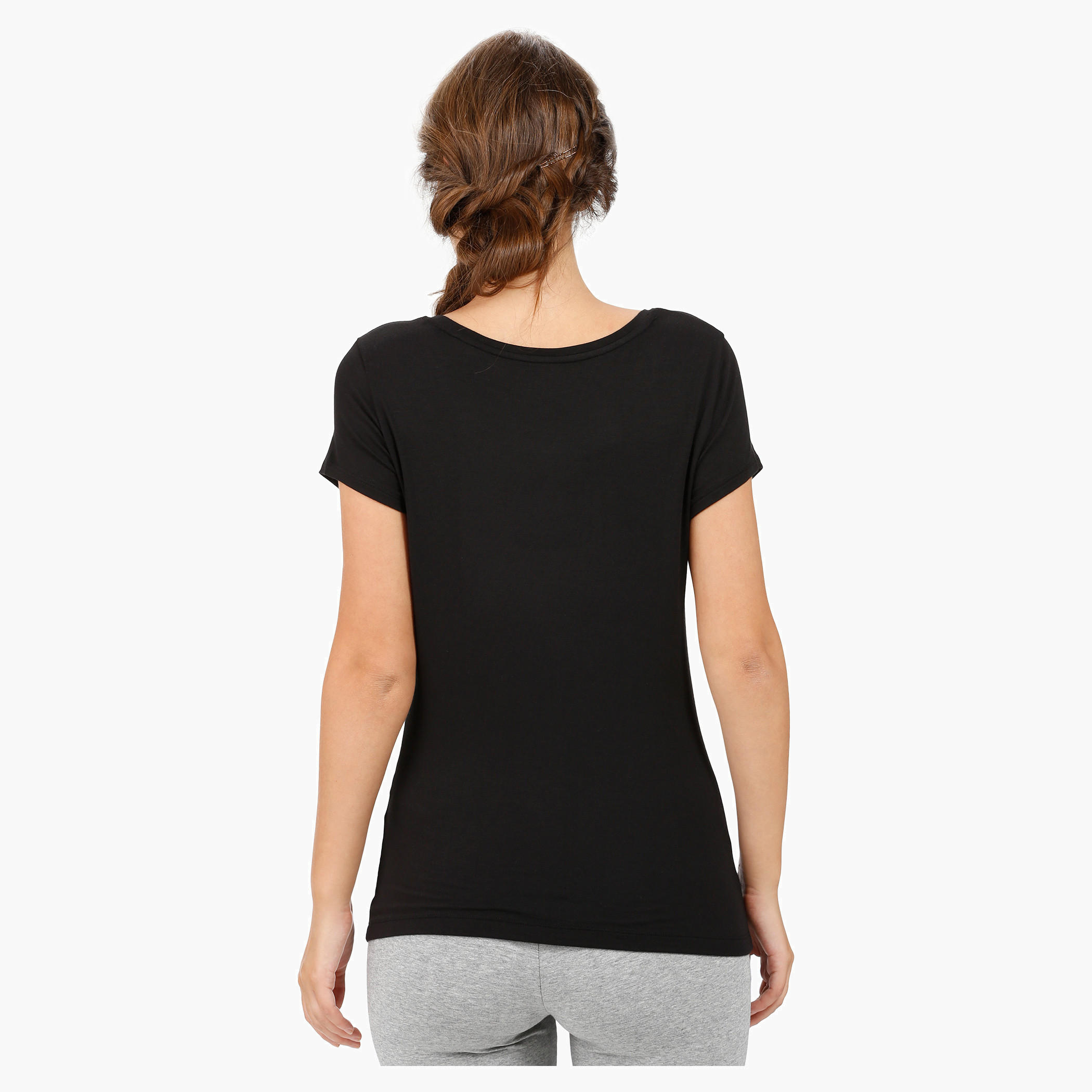 Elle Basic Round Neck T-Shirt with Cap Sleeves-women-clothing-tshirts-image-7