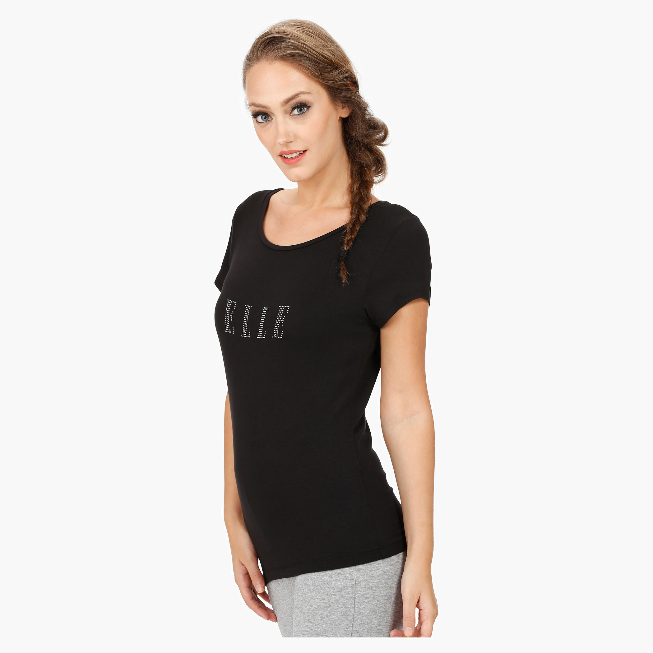Elle Basic Round Neck T-Shirt with Cap Sleeves-women-clothing-tshirts-image-8