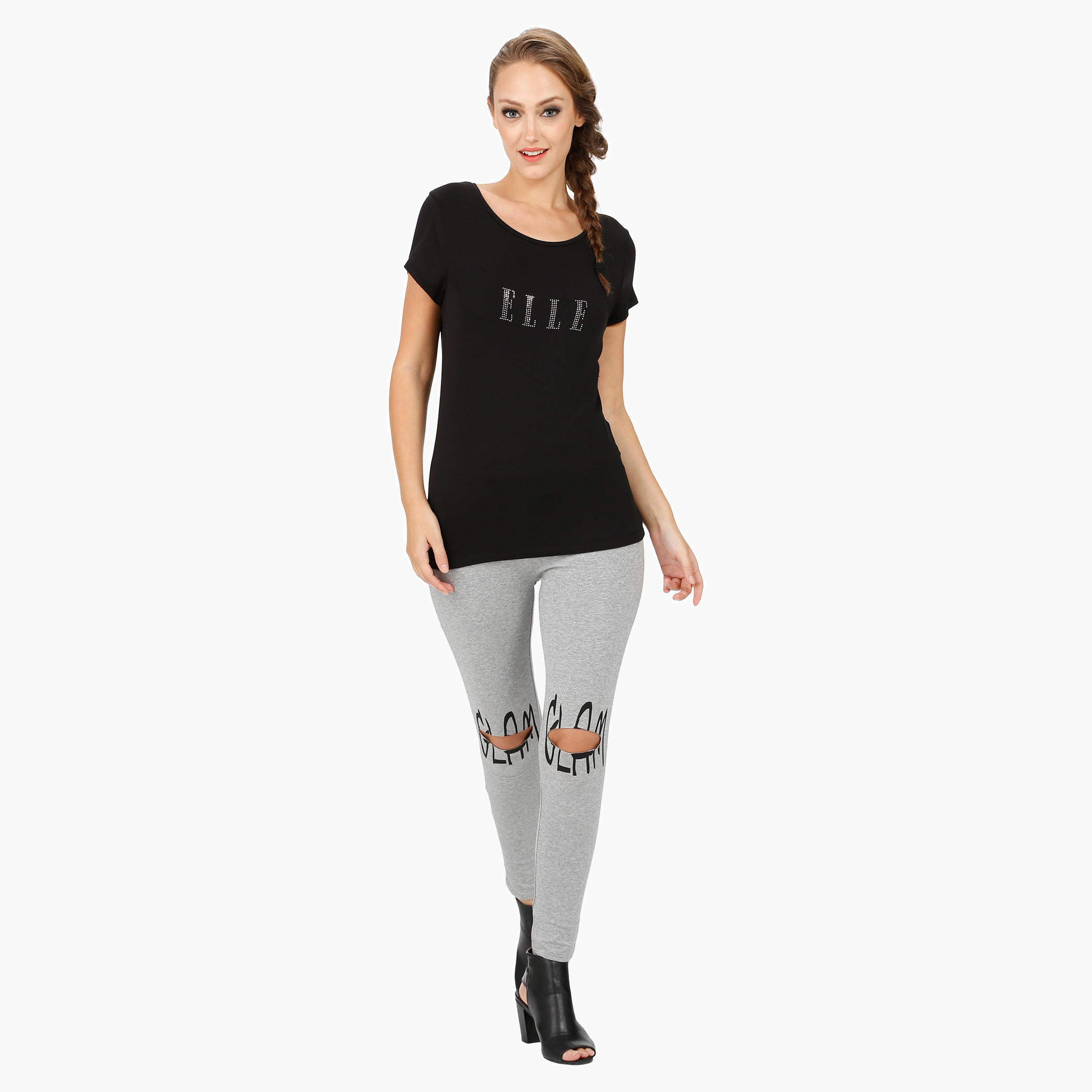 Elle Basic Round Neck T-Shirt with Cap Sleeves-women-clothing-tshirts-image-10