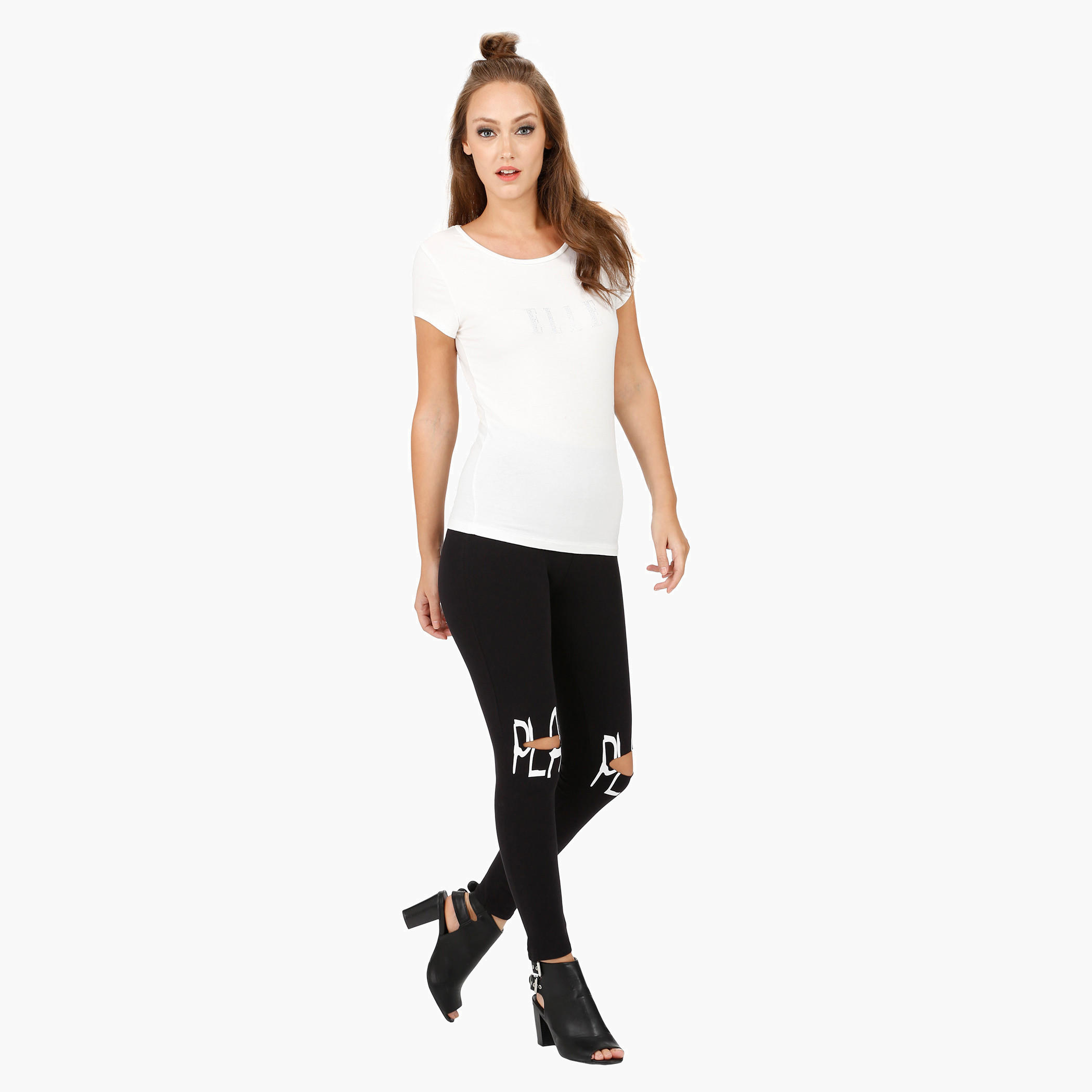 Elle Basic Round Neck T-Shirt with Cap Sleeves-women-clothing-tshirts-image-15