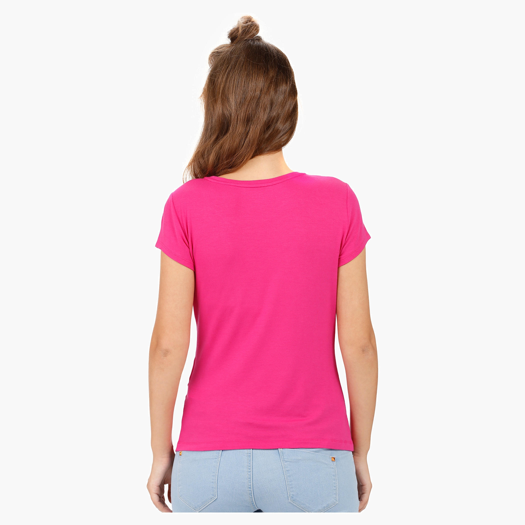 Elle Basic Round Neck T-Shirt with Cap Sleeves-women-clothing-tshirts-image-17