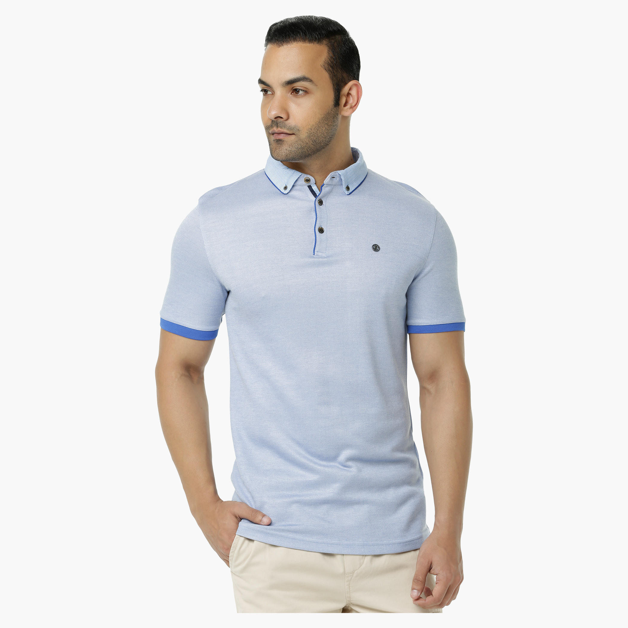 L'HOMME Polo T-Shirt with Printed Collar in Regular Fit-men-clothing-tshirtsandpolos-polos-image-1