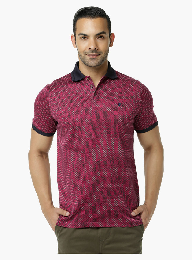 L'HOMME Jacquard Cotton Polo T-Shirt in Regular Fit-men-clothing-tshirtsandpolos-polos-image-1
