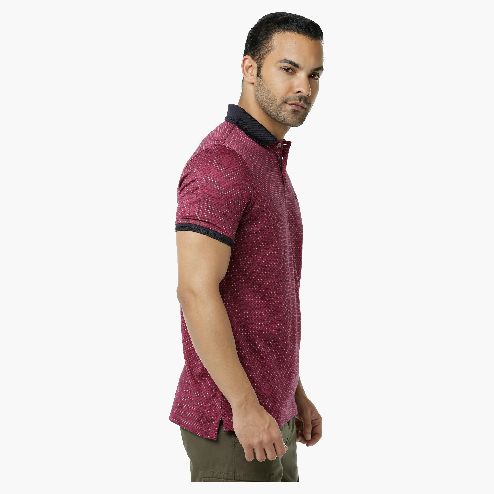 L'HOMME Jacquard Cotton Polo T-Shirt in Regular Fit-men-clothing-tshirtsandpolos-polos-image-3