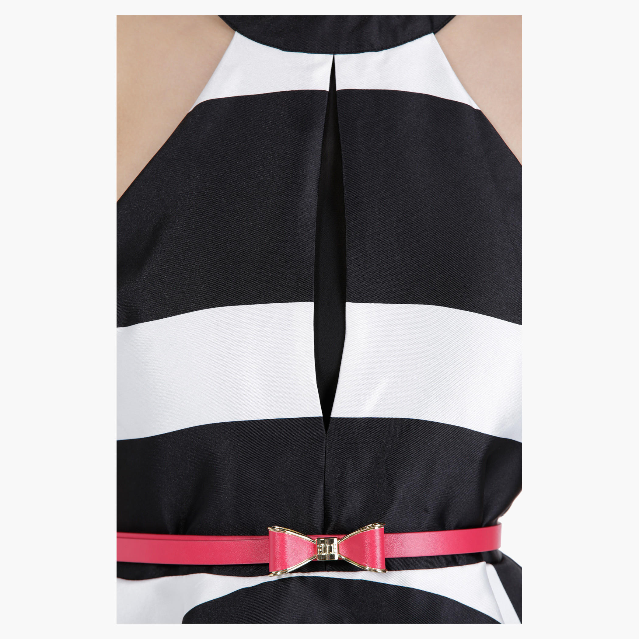 Elle Flare Print Dress with Halter Neck and Stripes in Regular Fit-women-clothing-dresses-image-5