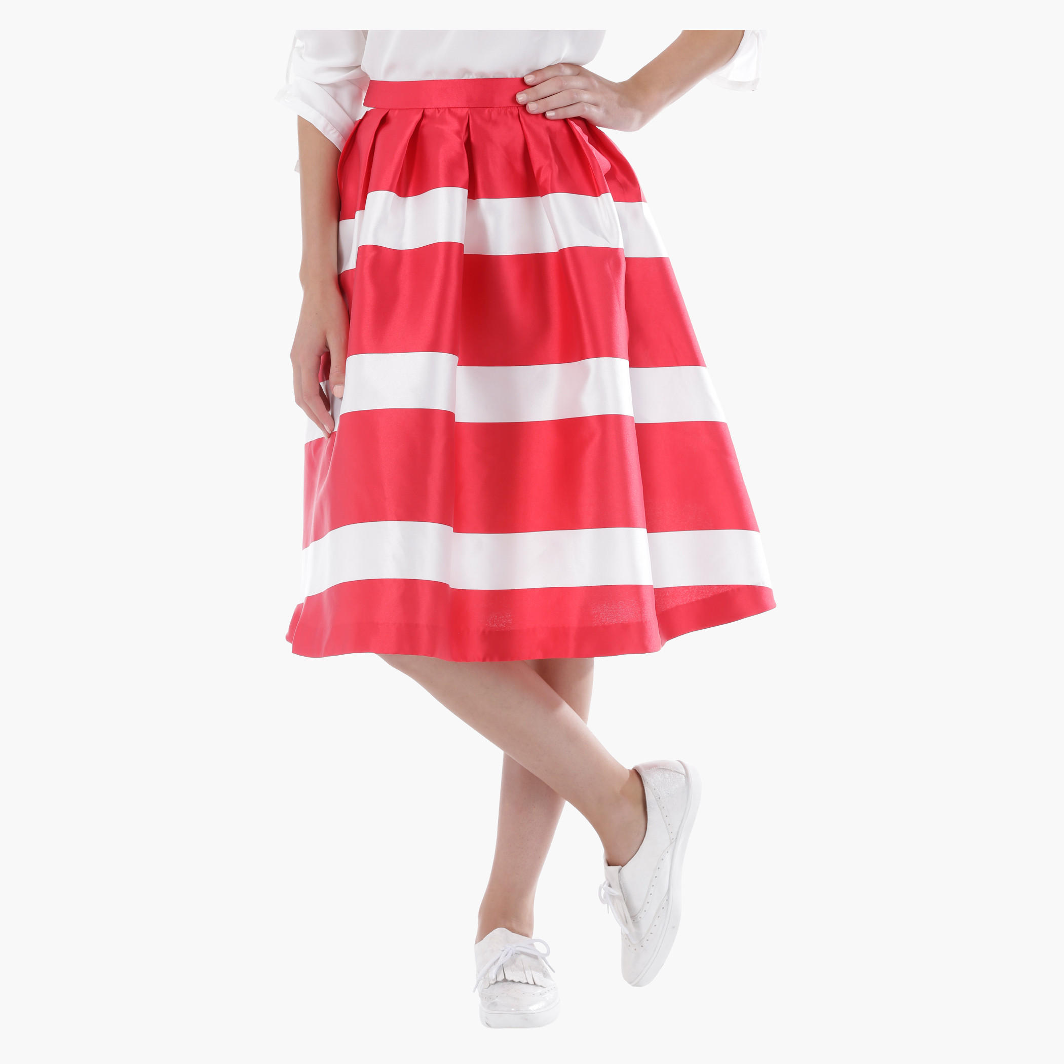 Elle Full Midi Skirt with Pleats and Stripes in Regular Fit-women-clothing-bottoms-skirts-image-1
