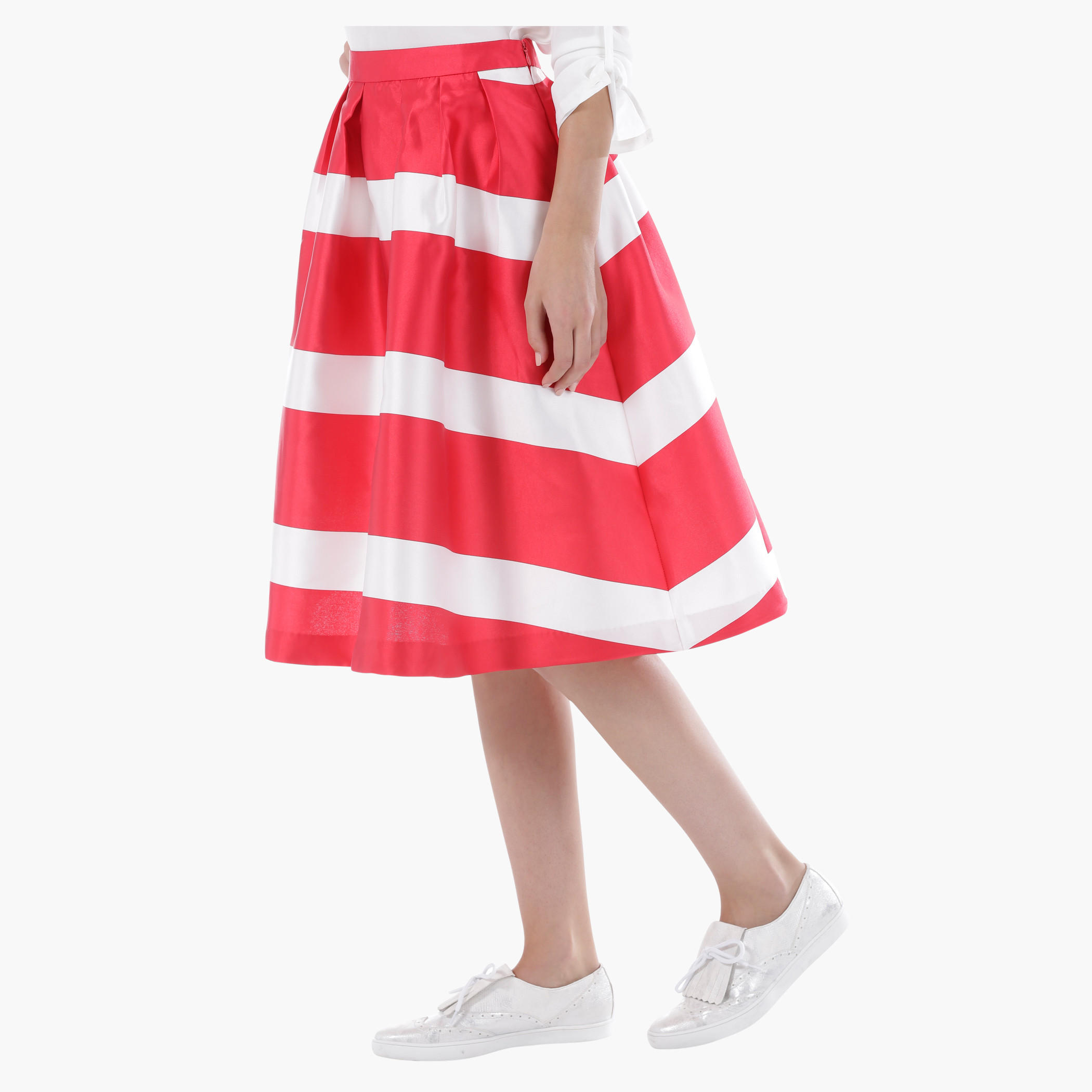 Elle Full Midi Skirt with Pleats and Stripes in Regular Fit-women-clothing-bottoms-skirts-image-3