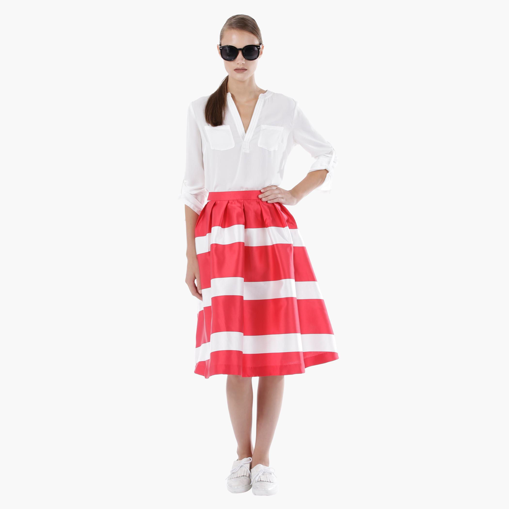 Elle Full Midi Skirt with Pleats and Stripes in Regular Fit-women-clothing-bottoms-skirts-image-5
